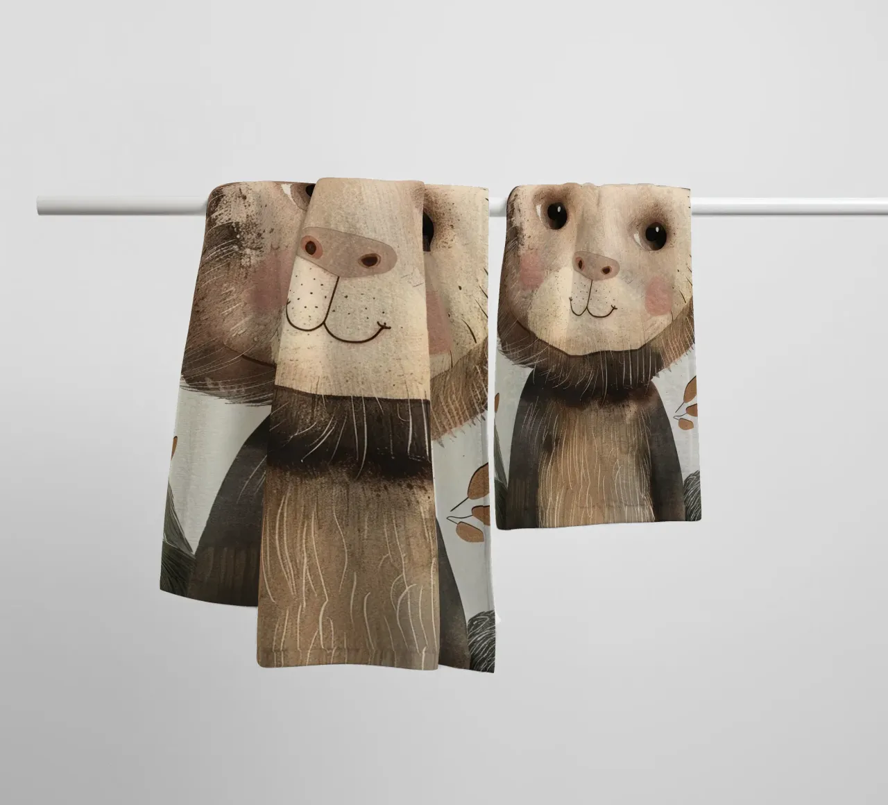 Charming Brown Monkey with Twigs - A Playful Forest Spirit towel by DesignDoodle