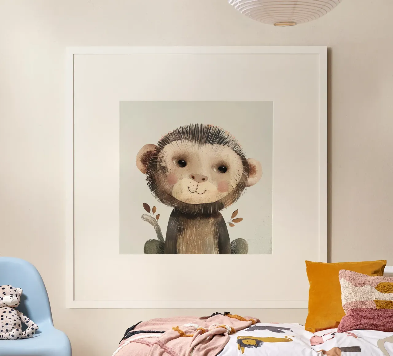 Charmanter brauner Affe mit Zweigen - ein verspielter Waldgeist Hahnemühle von DesignDoodle