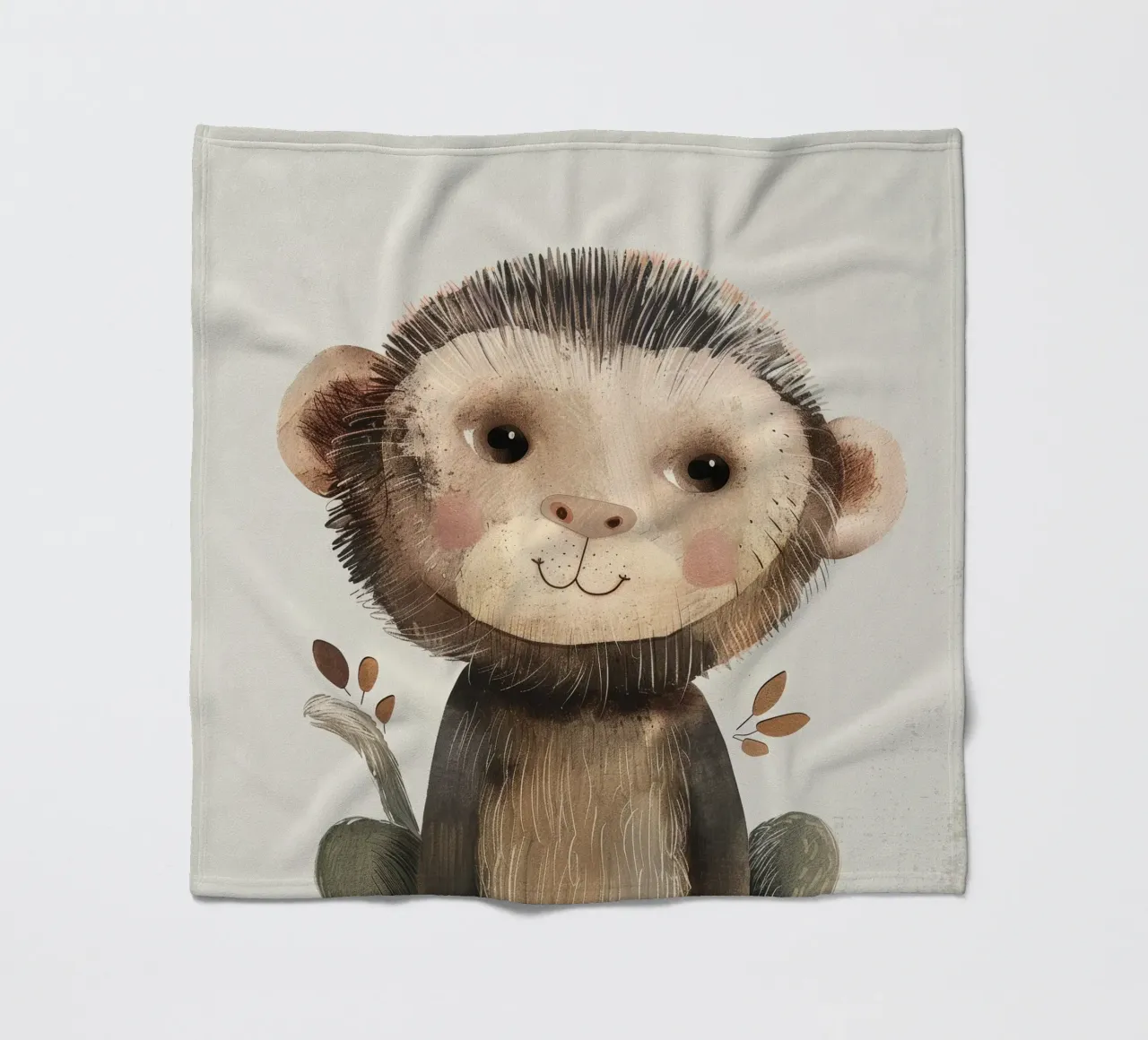 Charmanter brauner Affe mit Zweigen - ein verspielter Waldgeist Fleecedecke von DesignDoodle