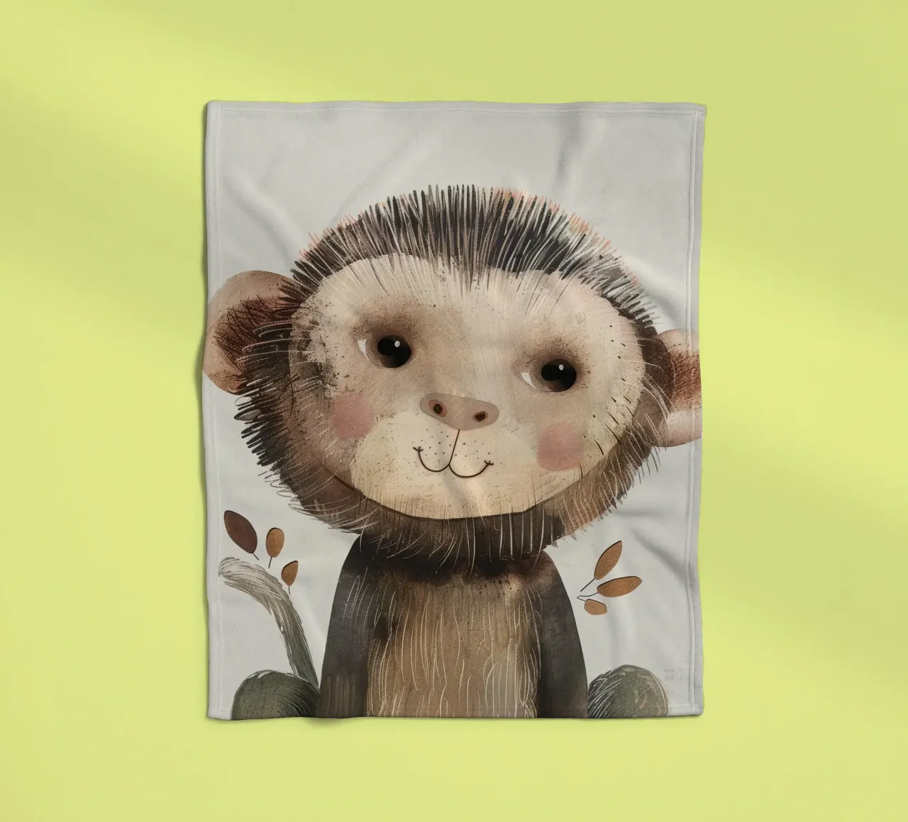 Charmanter brauner Affe mit Zweigen - ein verspielter Waldgeist Fleecedecke von DesignDoodle