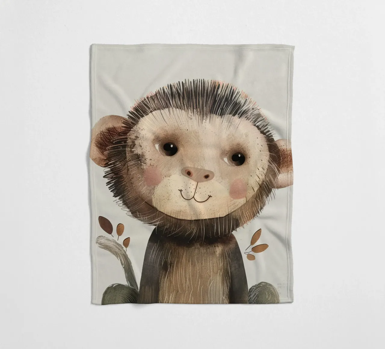 Charmanter brauner Affe mit Zweigen - ein verspielter Waldgeist Fleecedecke von DesignDoodle