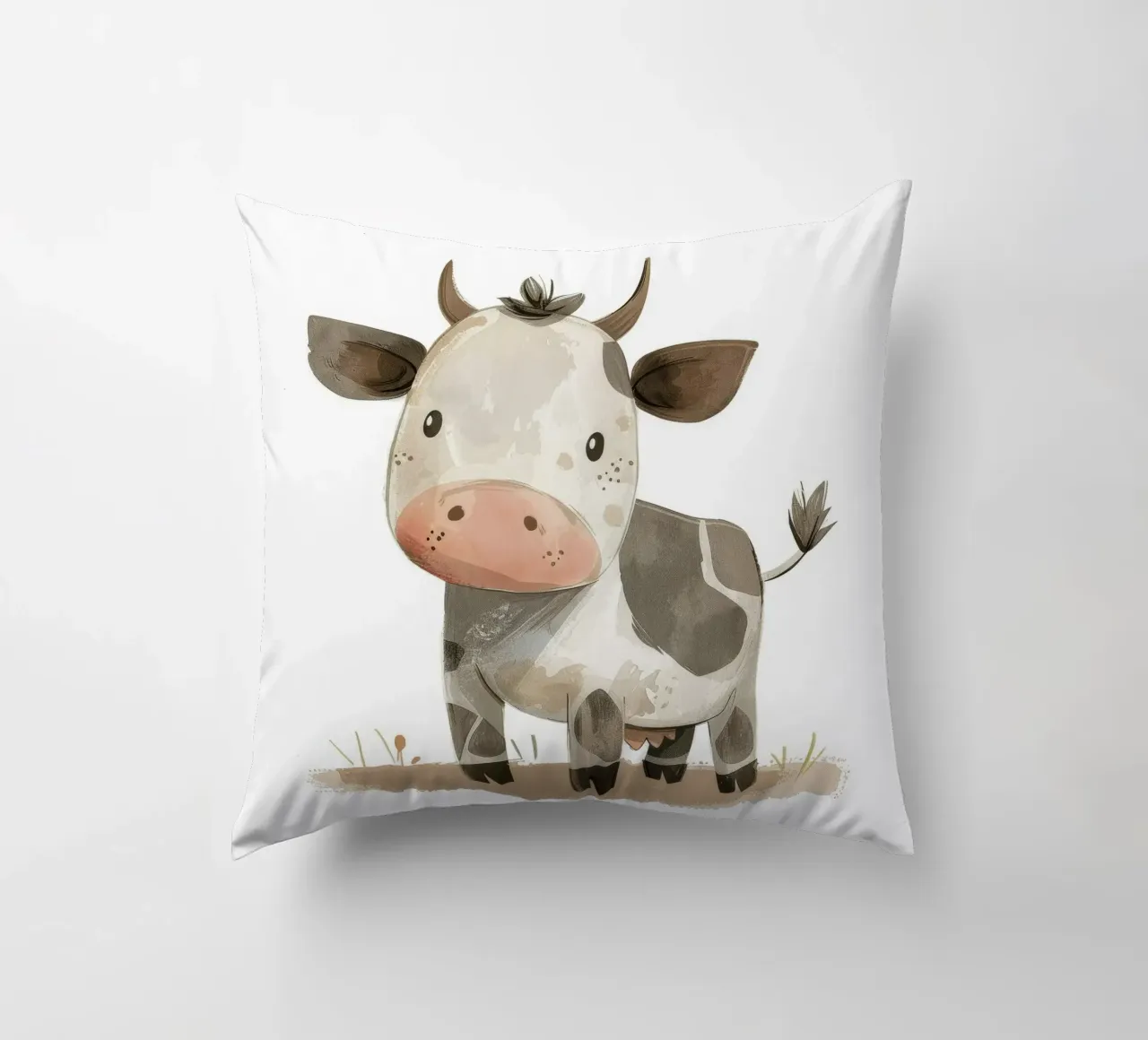 Adorabile vitello - Un pacifico compagno di fattoria cuscino da DesignDoodle