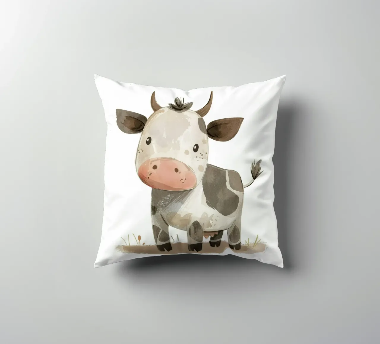 Adorabile vitello - Un pacifico compagno di fattoria cuscino da DesignDoodle