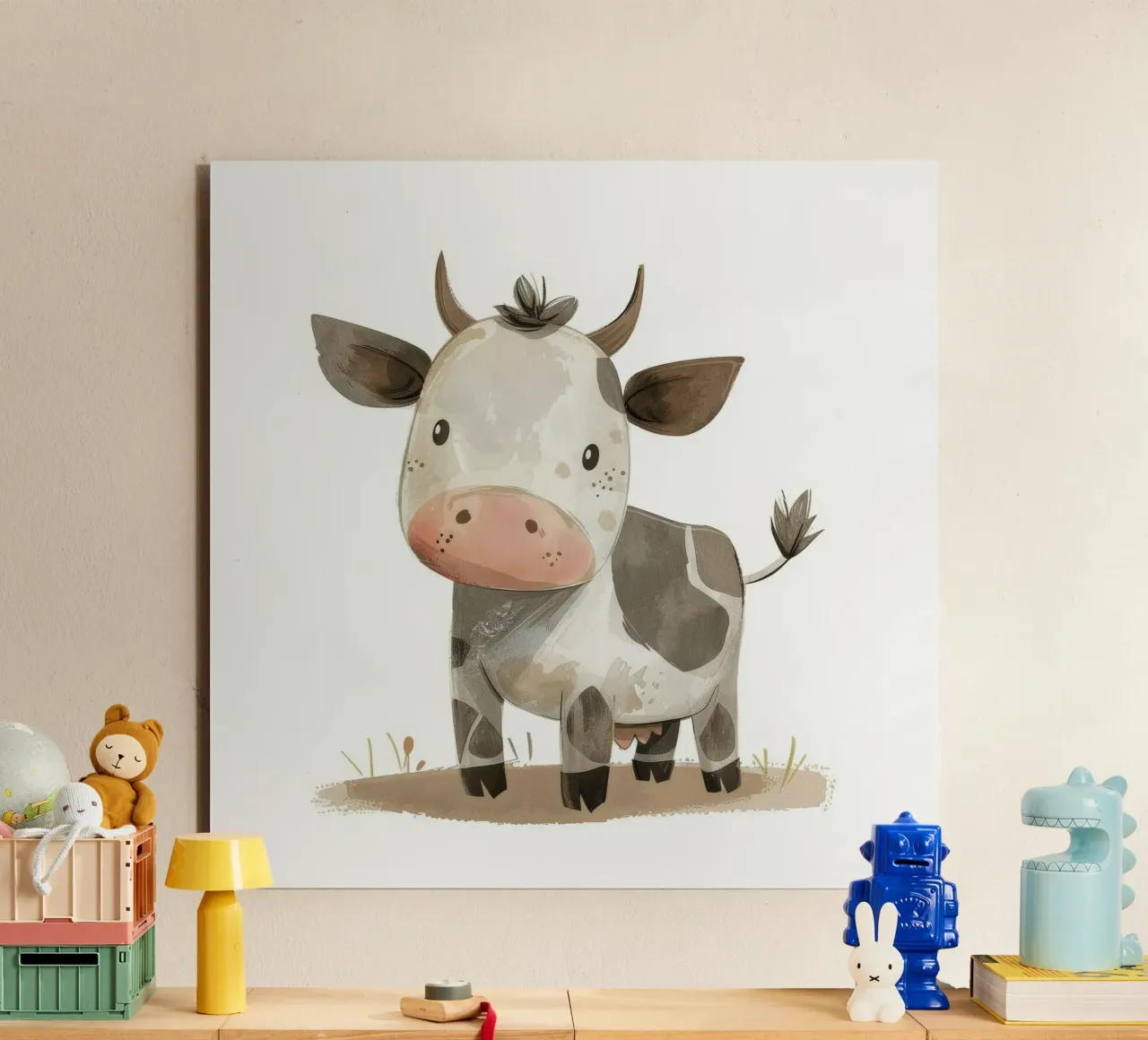Adorabile vitello - Un pacifico compagno di fattoria alluminio dibond da DesignDoodle