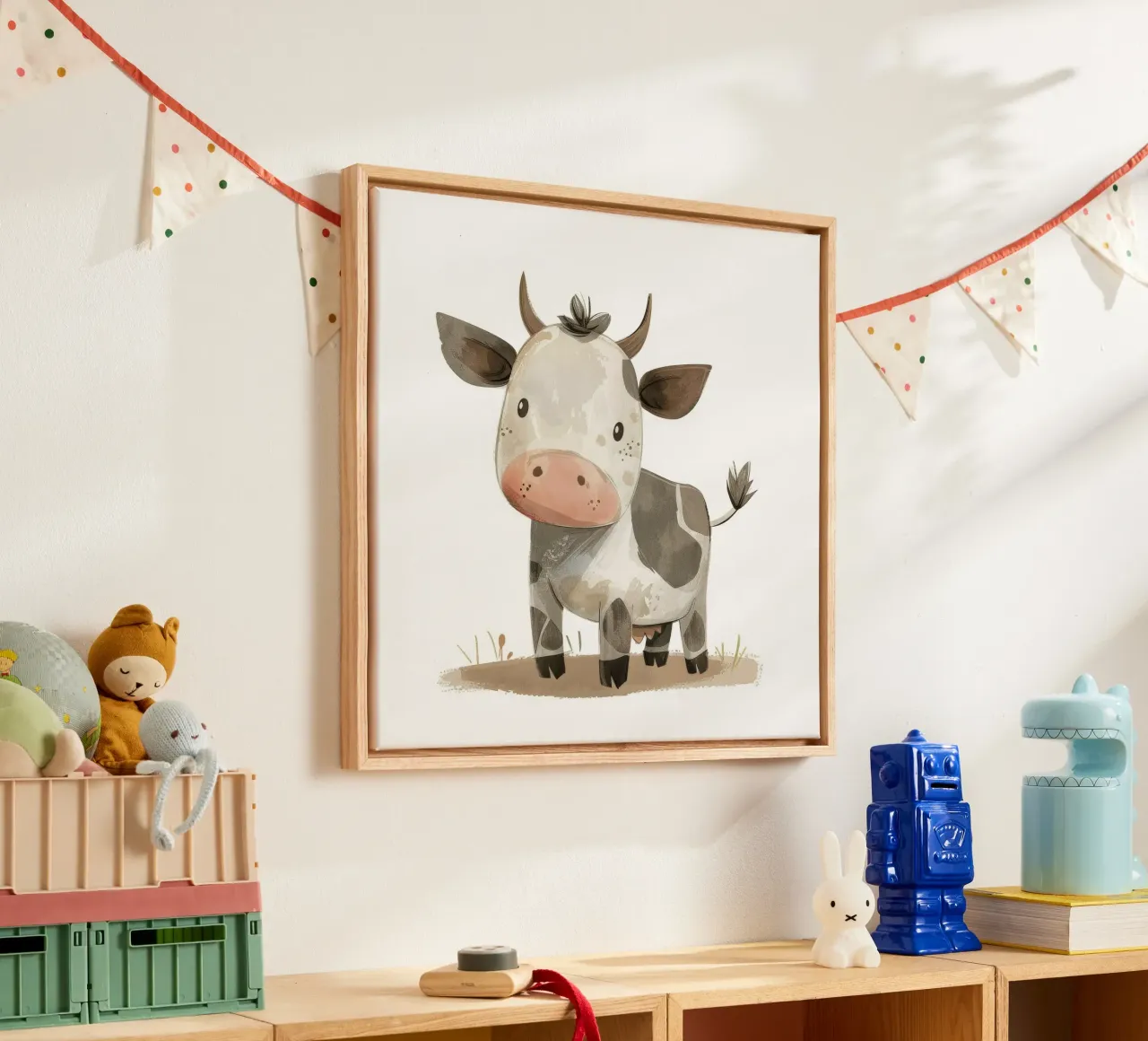 Ein liebenswertes Kalb - ein friedlicher Gefährte auf dem Bauernhof Leinwand von DesignDoodle