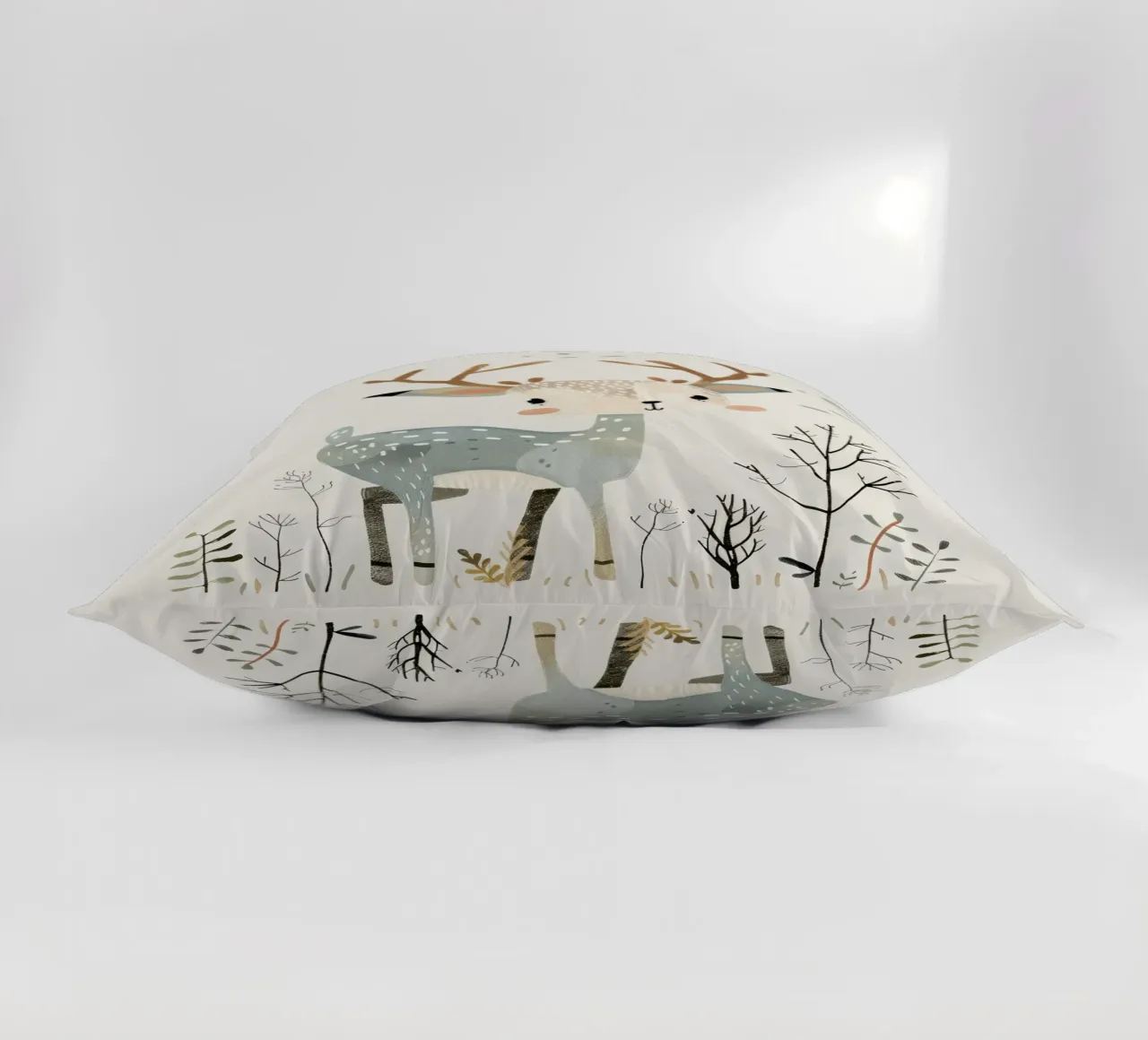 Graceful Fawn in a Minimalist Landscape - Nature’s Tranquil decorative cushion by DesignDoodle