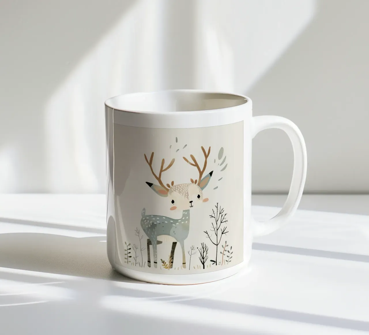 Un fauve gracieux dans un paysage minimaliste - Nature's Tranquil mug en céramique de DesignDoodle
