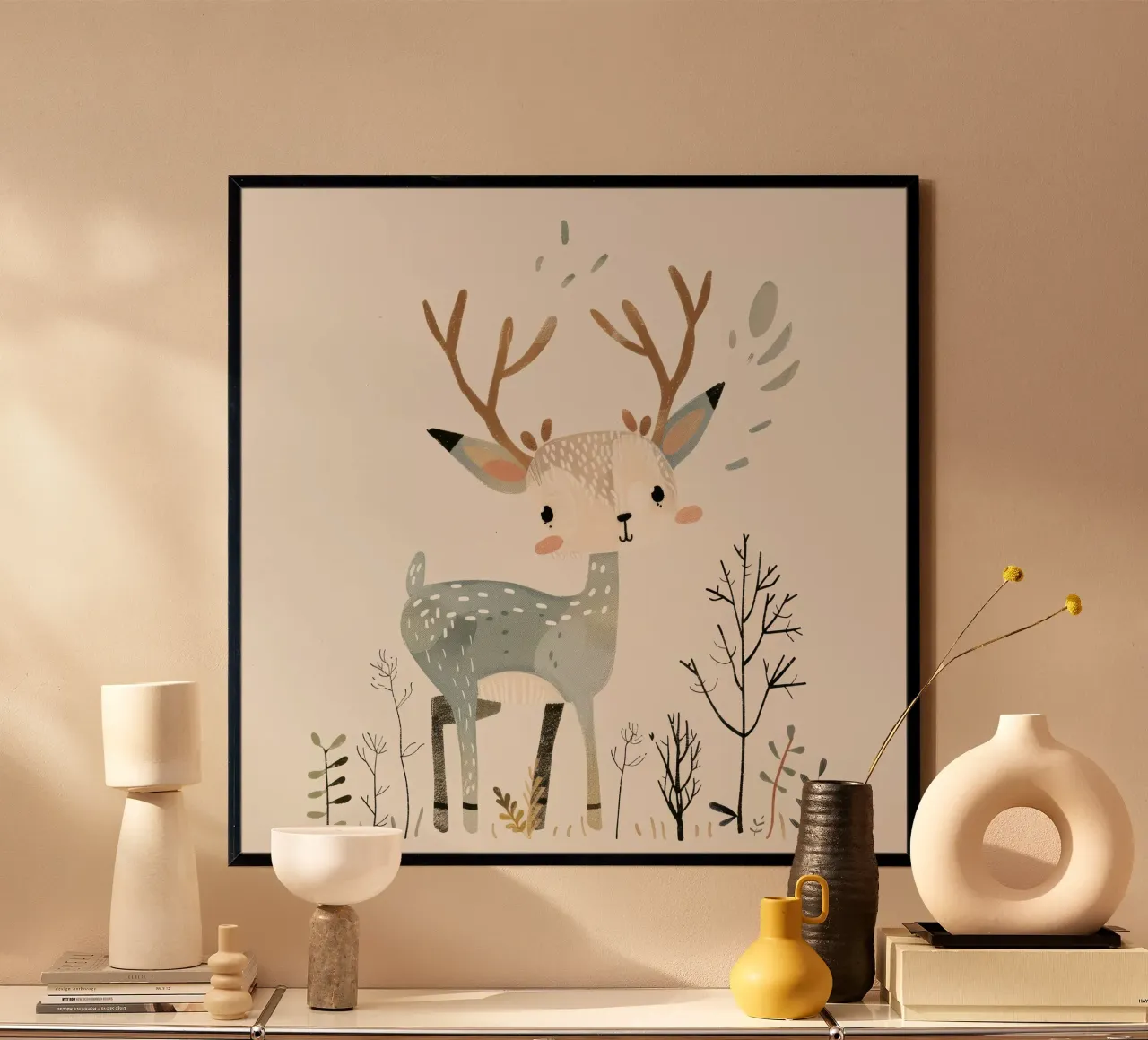Un fauve gracieux dans un paysage minimaliste - Nature's Tranquil hahnemühle de DesignDoodle