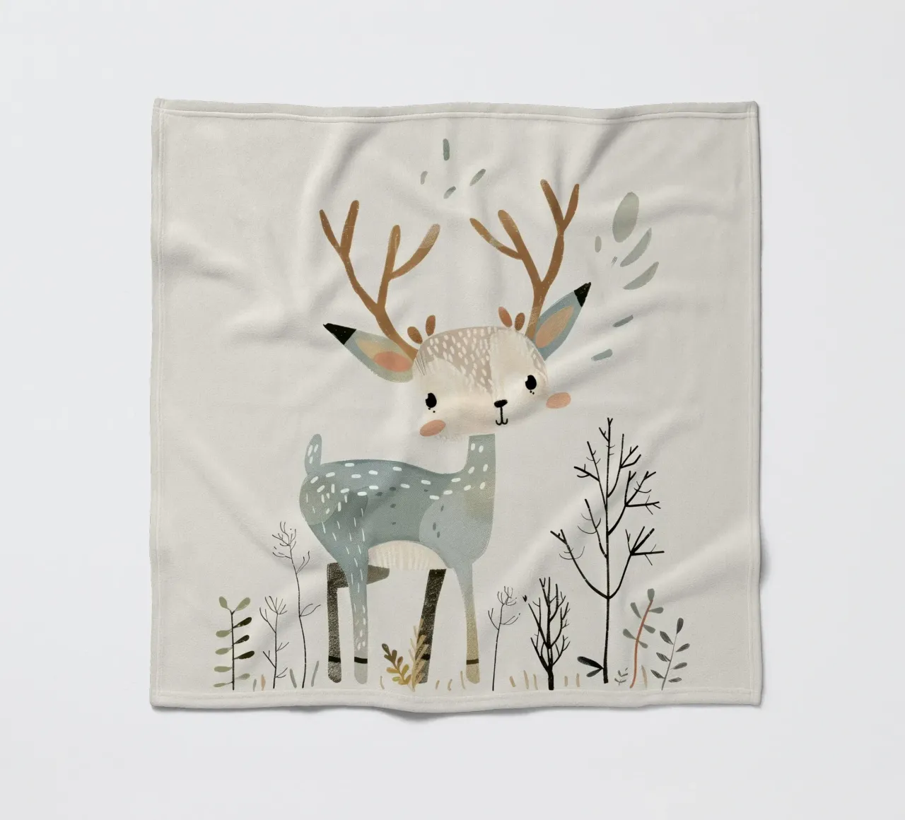Graceful Fawn in a Minimalist Landscape - Nature’s Tranquil fleece blanket by DesignDoodle