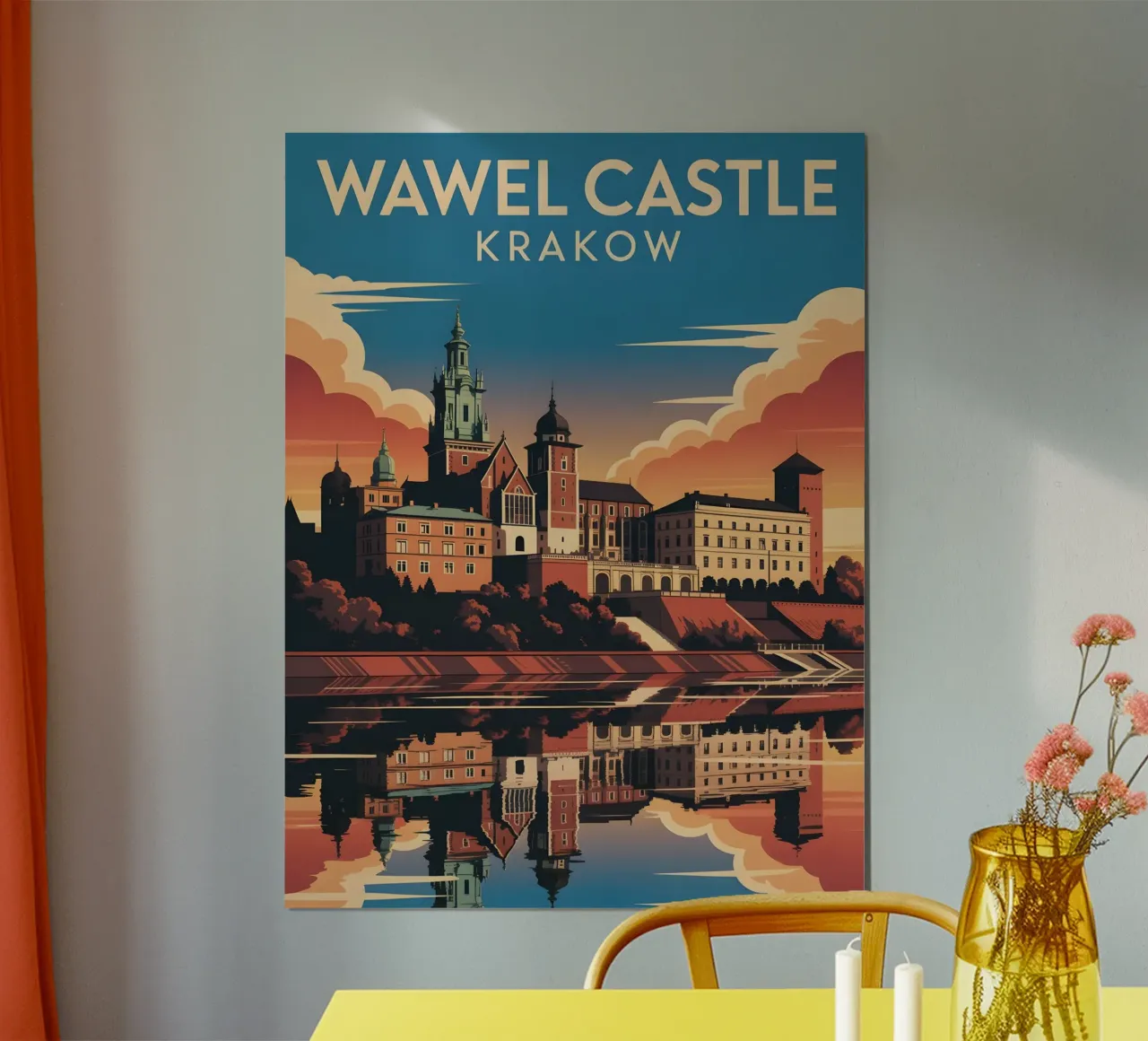 Krakow Wawel Castle vintage travel poster poster with aluminum frame by Vintage Travel Art