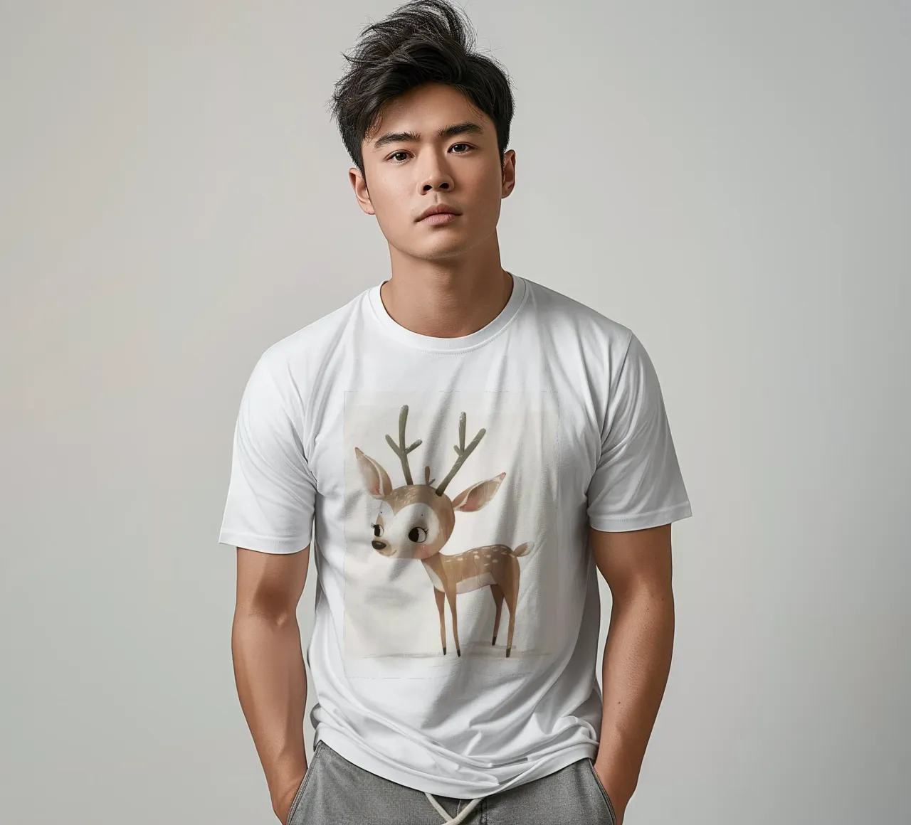 Rehkitz mit Geweih - ein majestätisches Waldtier T-Shirt von DesignDoodle