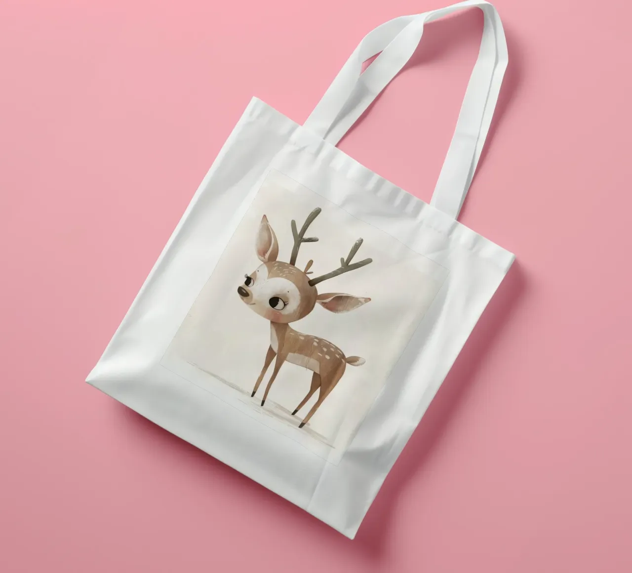 Fawn met gewei - Een majestueus boswezen jute draagtas van DesignDoodle