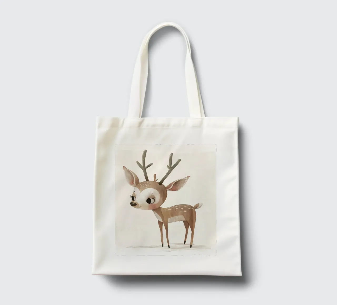 Fawn met gewei - Een majestueus boswezen jute draagtas van DesignDoodle
