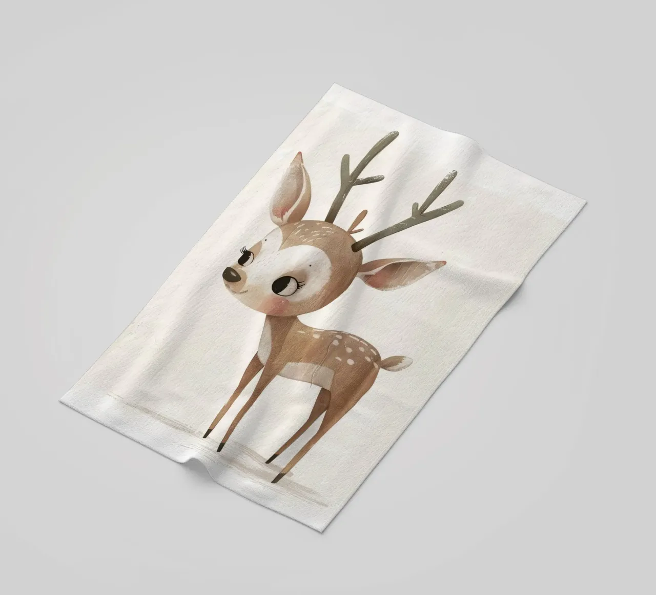 Fawn with Antlers - A Majestic Woodland Creature beach towel by DesignDoodle