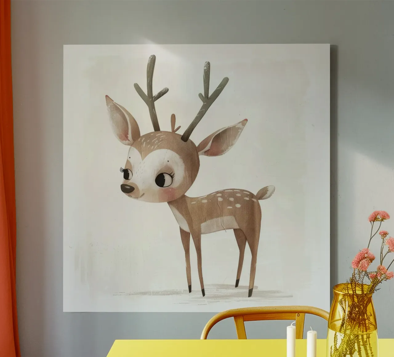 Fawn with Antlers - A Majestic Woodland Creature canvas by DesignDoodle