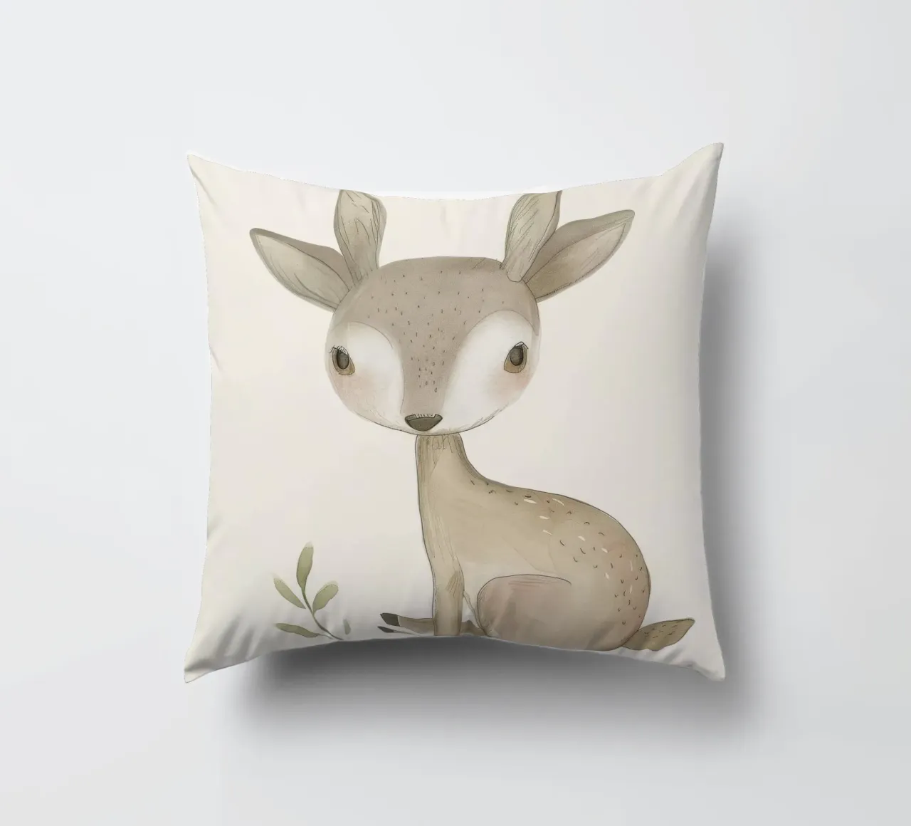 Cerbiatto con fogliame - Una scena di natura serena cuscino da DesignDoodle