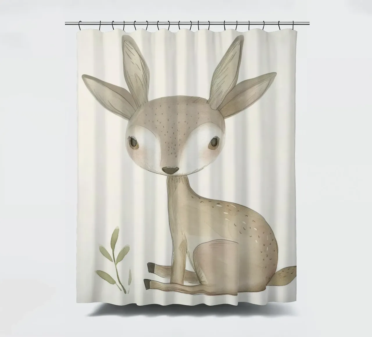 Cerbiatto con fogliame - Una scena di natura serena tenda da doccia da DesignDoodle