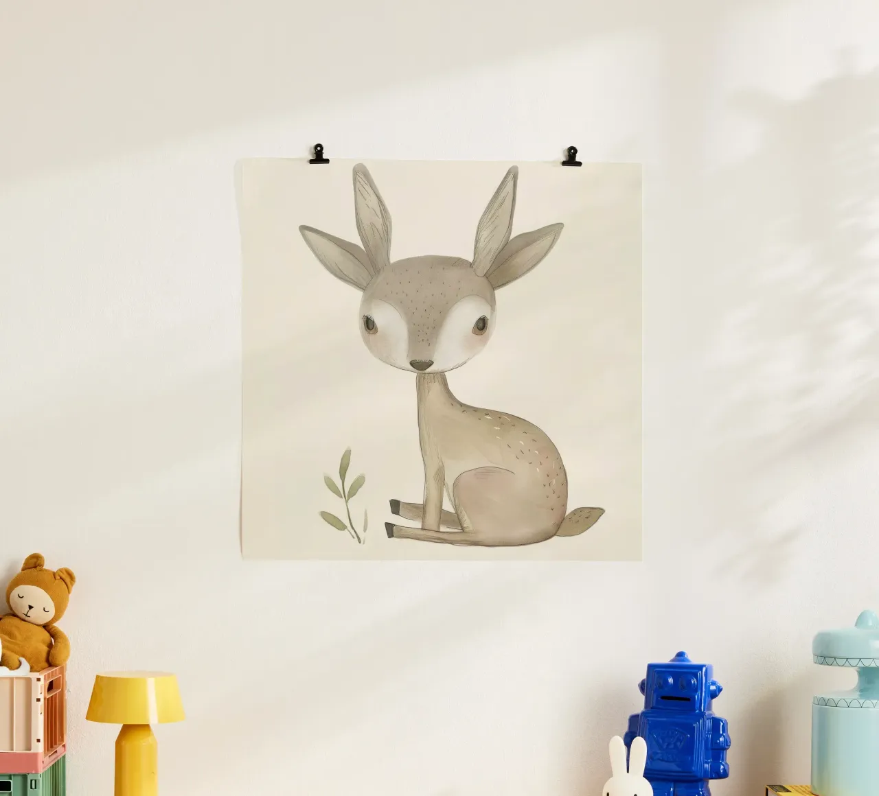 Cerbiatto con fogliame - Una scena di natura serena carta hahnemühle da DesignDoodle