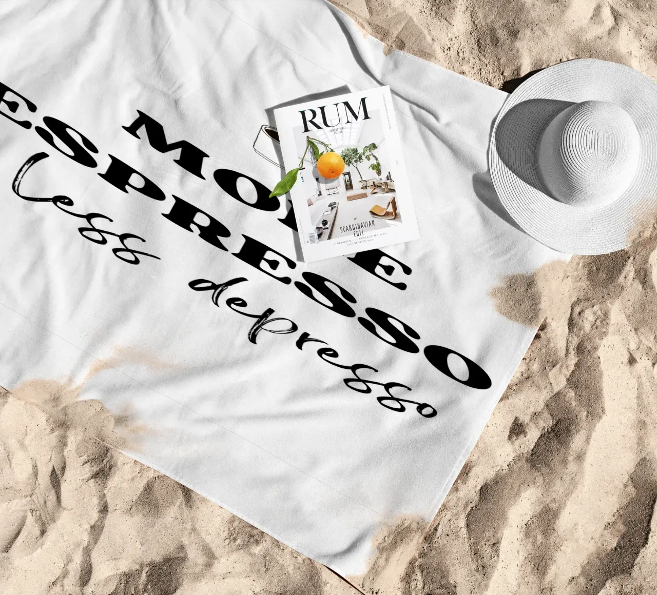 More Espresso Less Depresso telo mare da IamHomeStudio