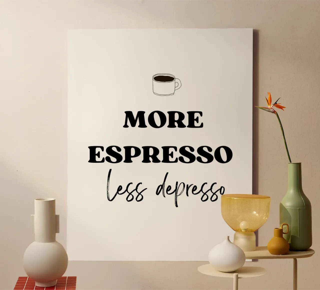 More Espresso Less Depresso canvas by IamHomeStudio