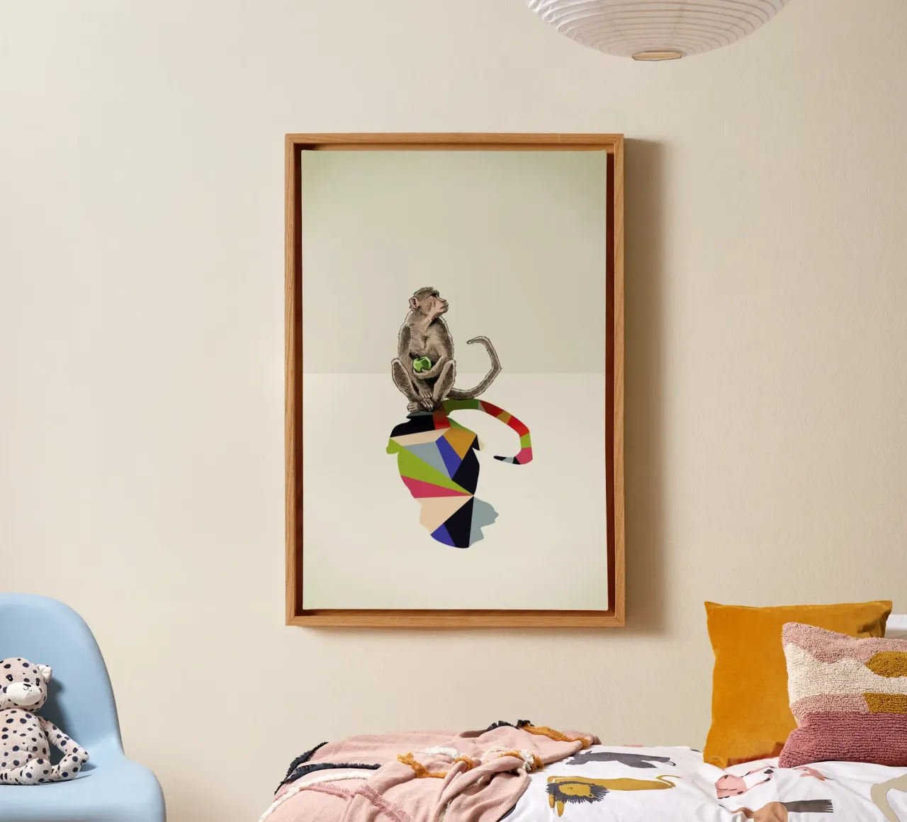 Walking Shadow - Monkey canvas met Baklijst van Jason Ratliff