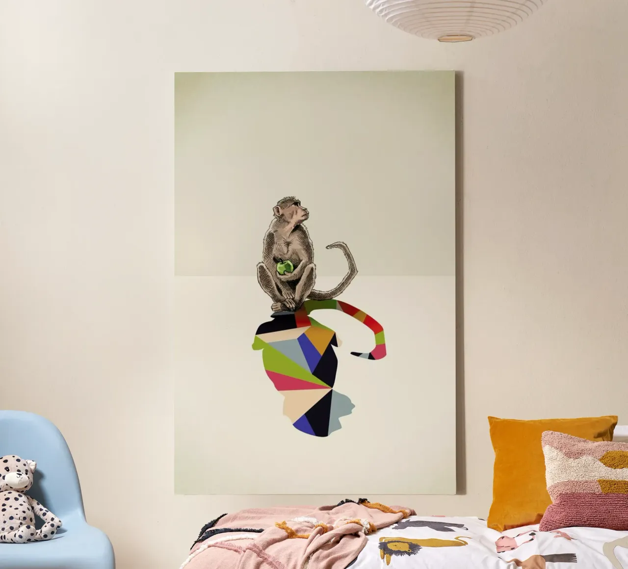 Walking Shadow - Monkey canvas met Baklijst van Jason Ratliff