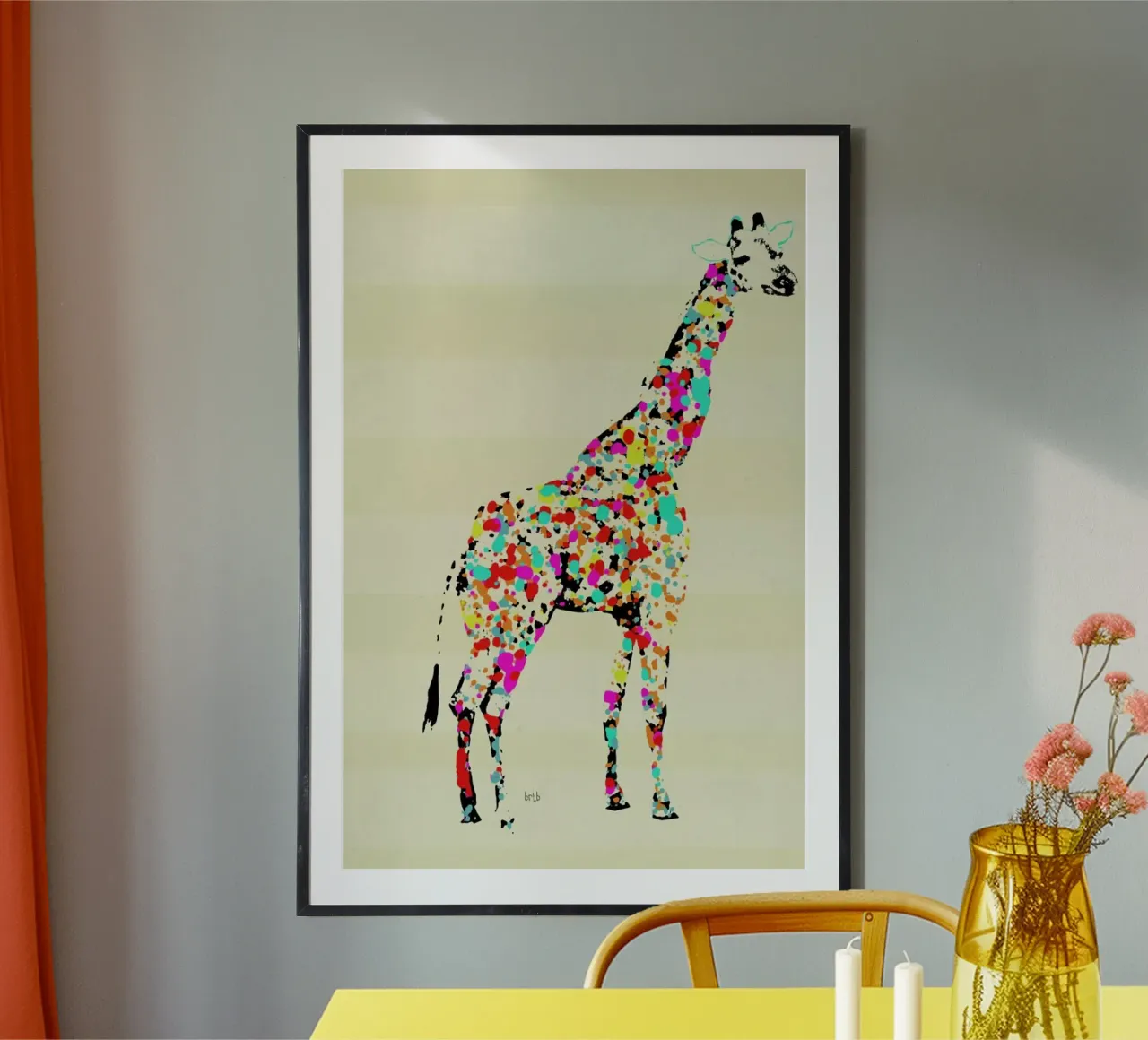 the art giraffe poster con telaio in legno da Brian Buckley