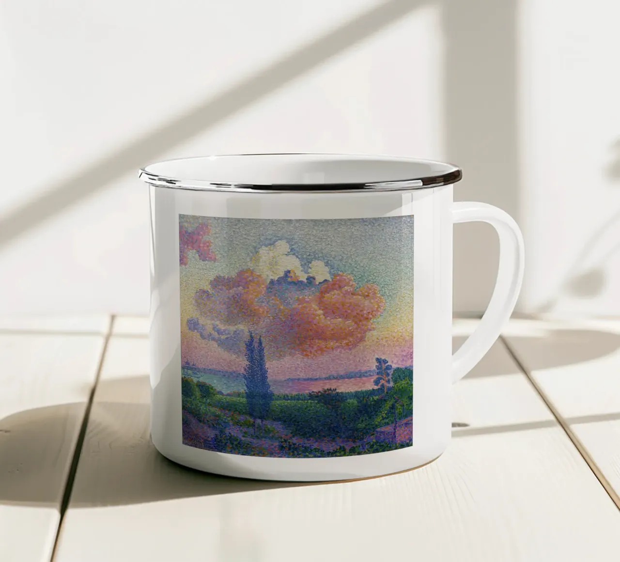 Henri-Edmond Cross - La nuvola rosa (1896) tazza in smalto da Wirla