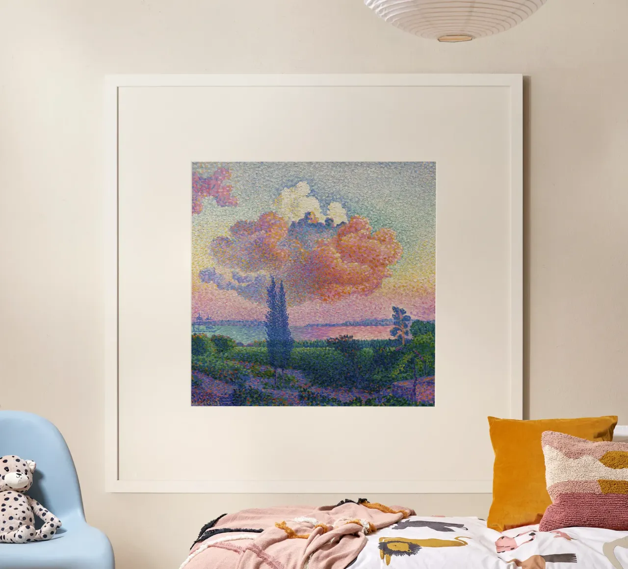 Henri-Edmond Cross - La nuvola rosa (1896) poster con telaio in alluminio da Wirla