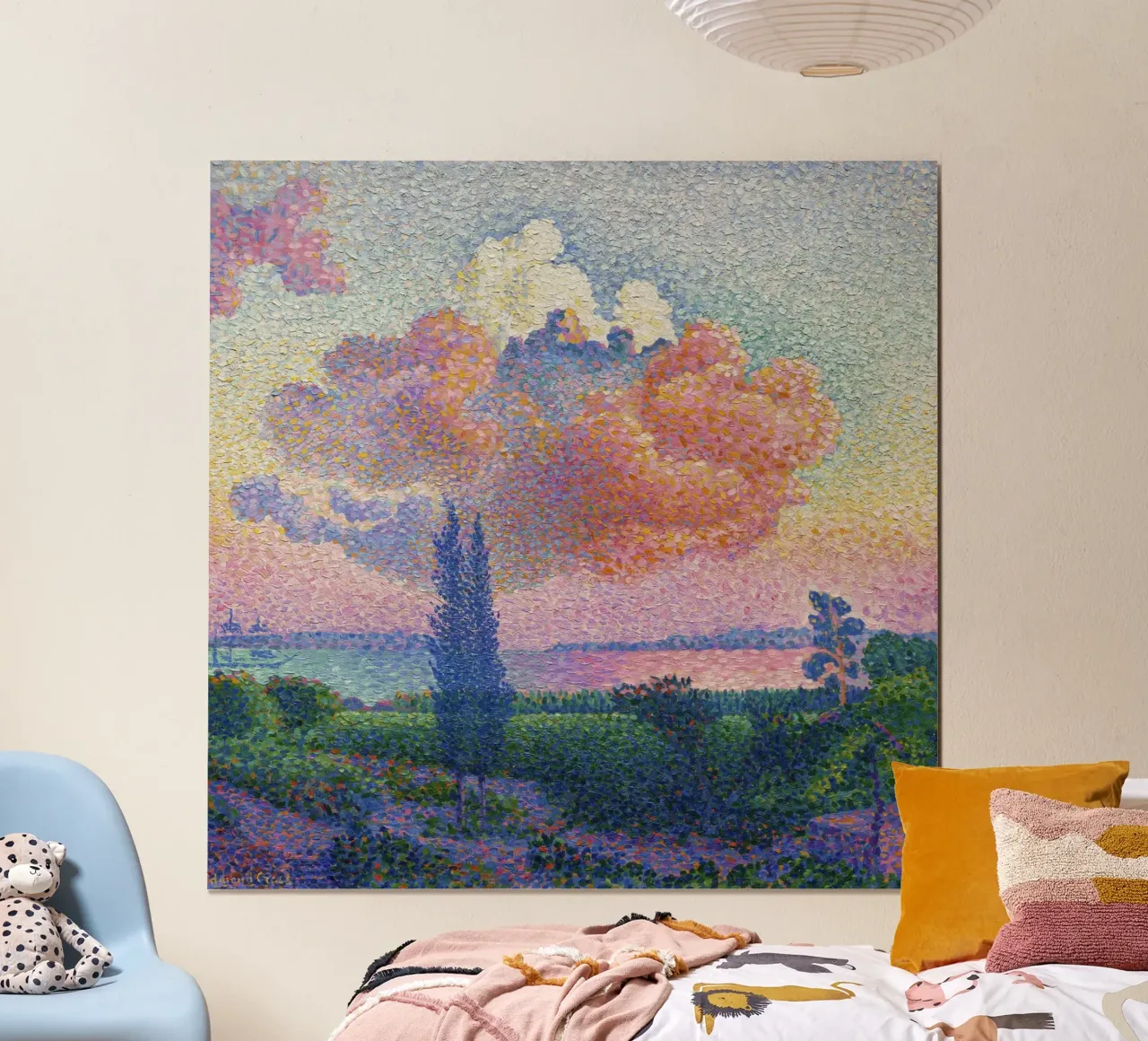 Henri-Edmond Cross - La nuvola rosa (1896) poster con telaio in alluminio da Wirla