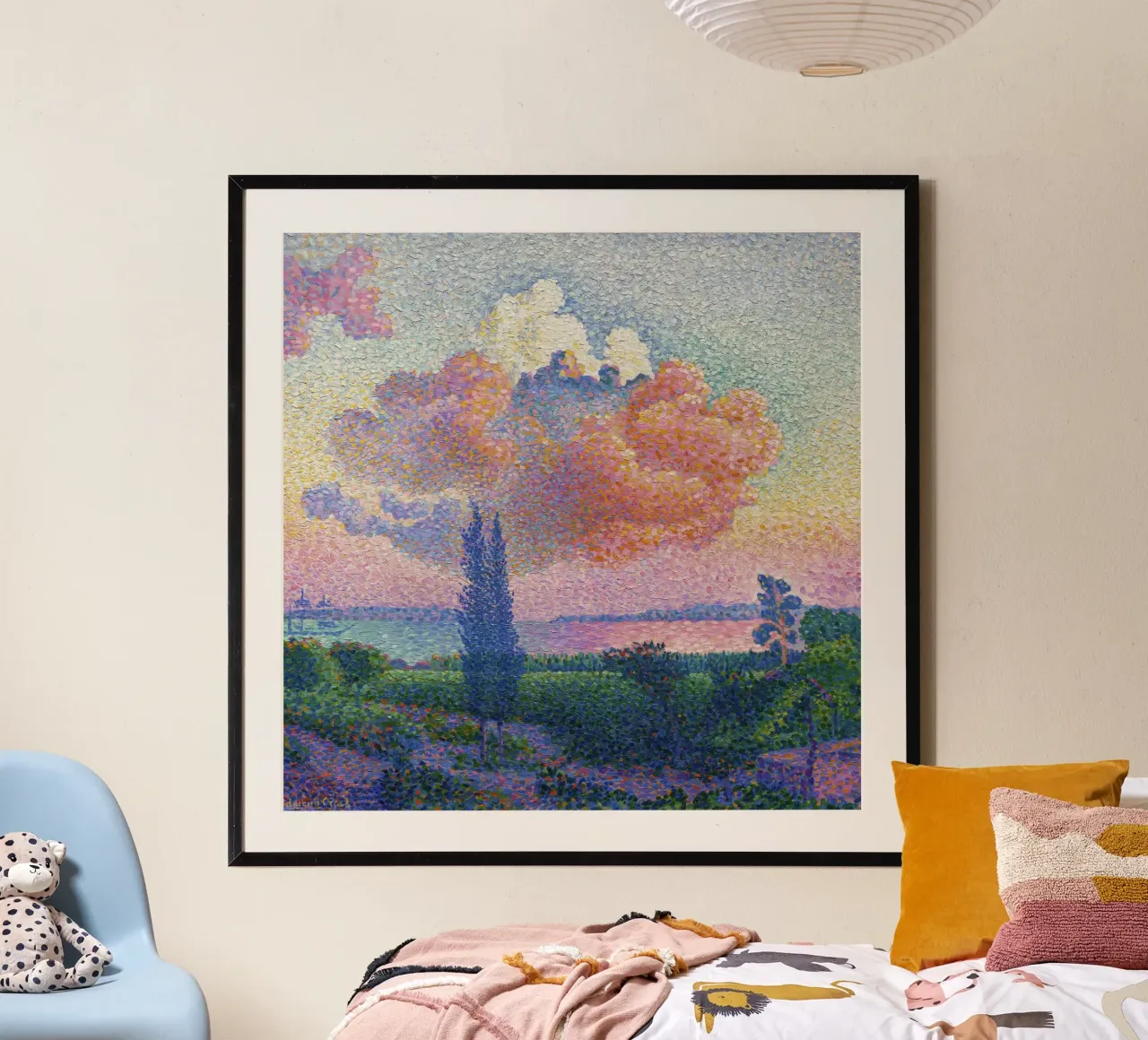 Henri-Edmond Cross - La nuvola rosa (1896) poster con telaio in alluminio da Wirla