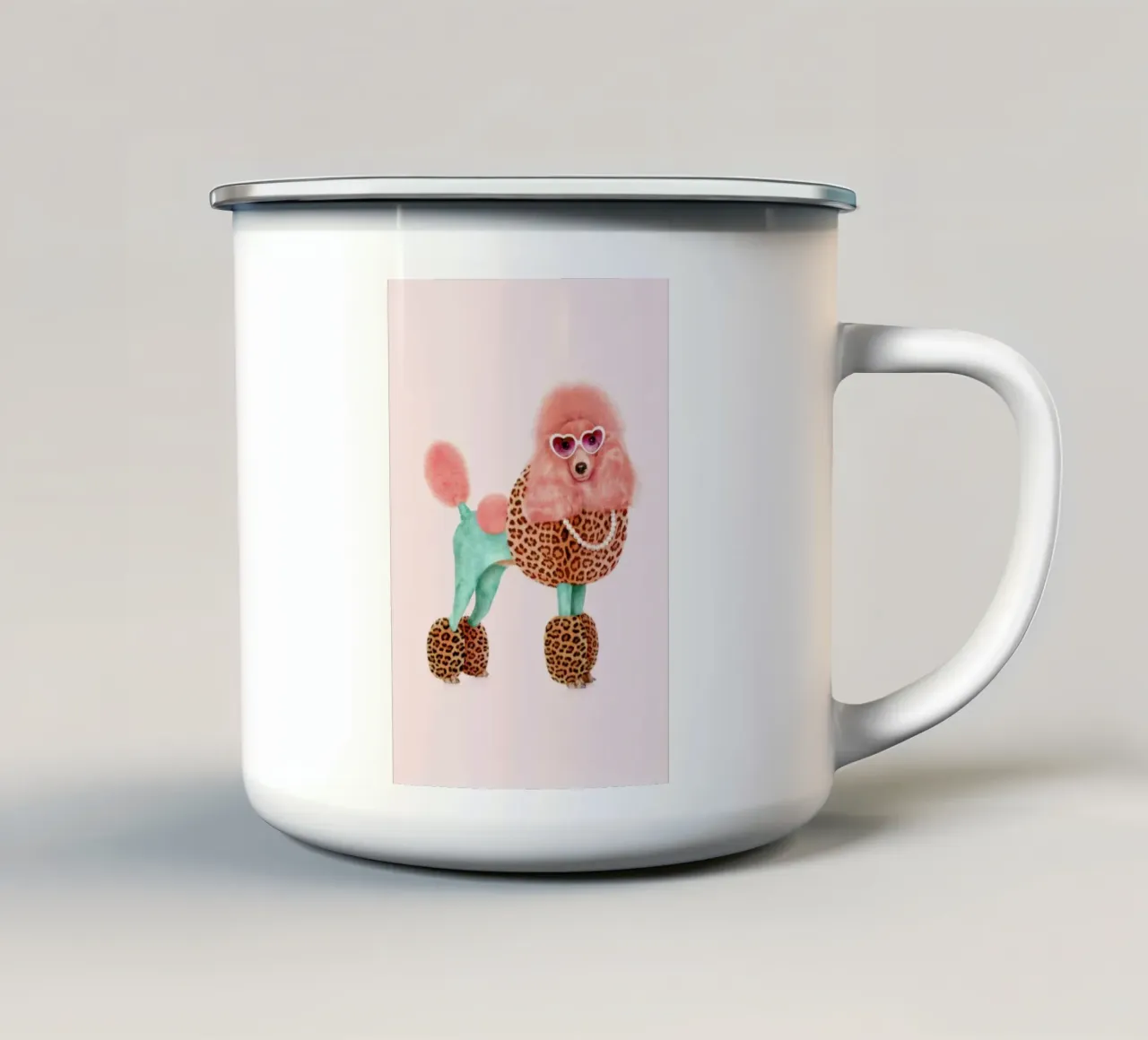 Funky Poodle tazza in smalto da Paul Fuentes Design
