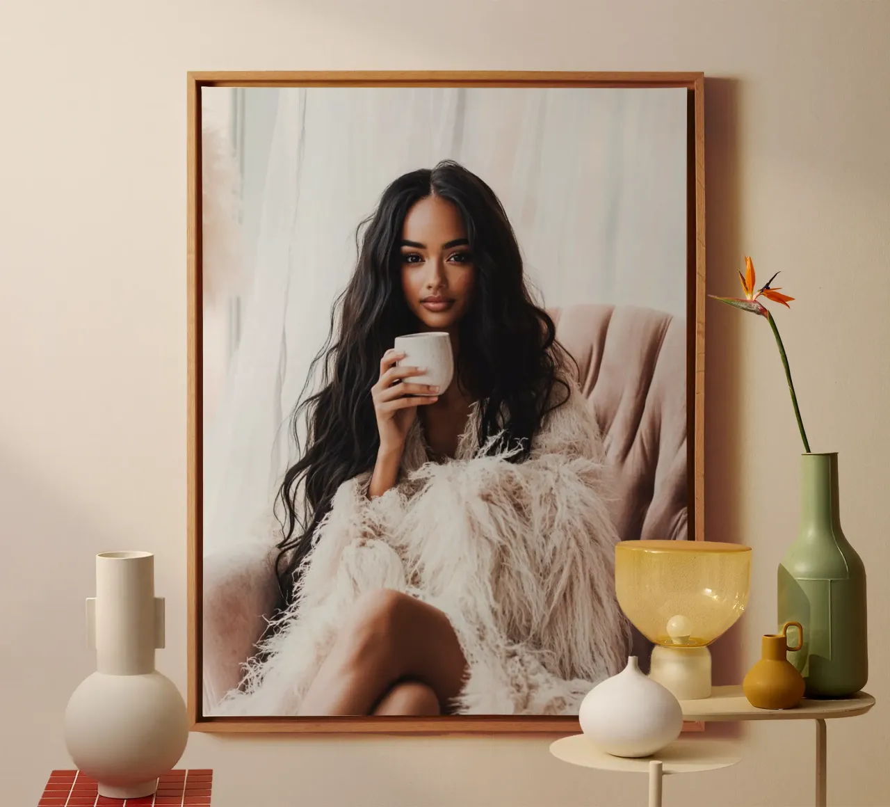 Blush Serenity canvas met Baklijst van PhotoVibe Decor