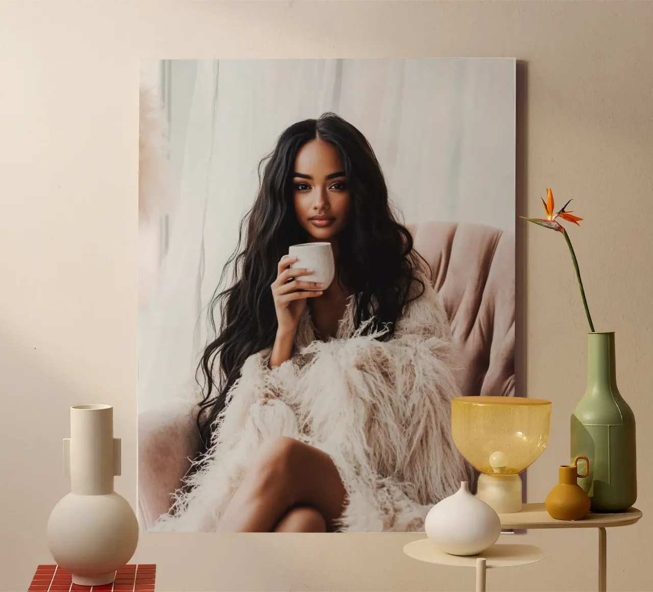 Blush Serenity canvas met Baklijst van PhotoVibe Decor
