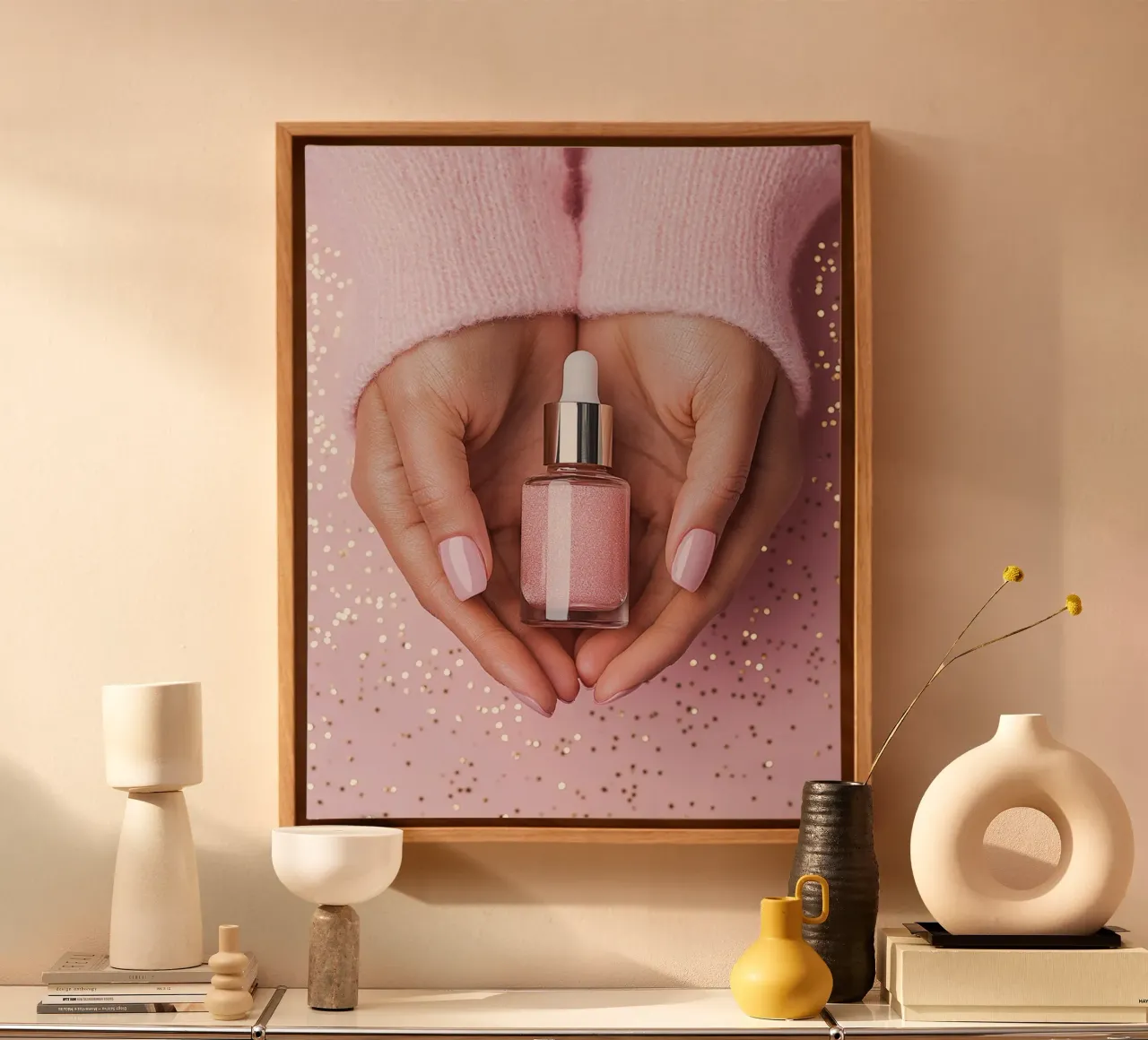 Blush Serenity tela con Cornice a cassetta da PhotoVibe Decor