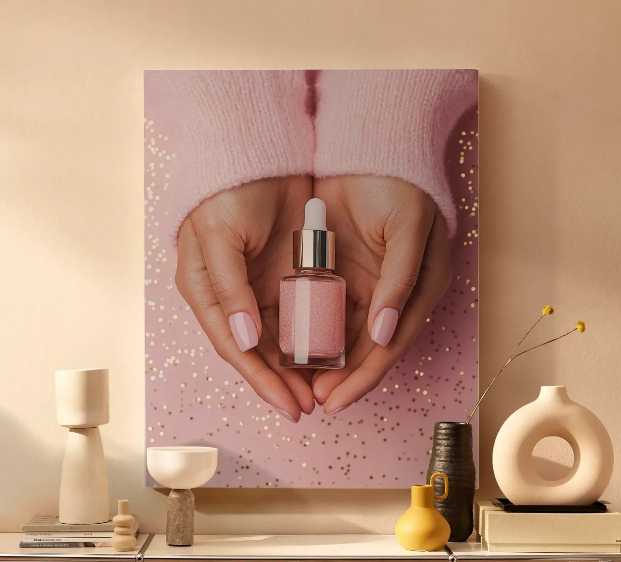 Blush Serenity tela con Cornice a cassetta da PhotoVibe Decor