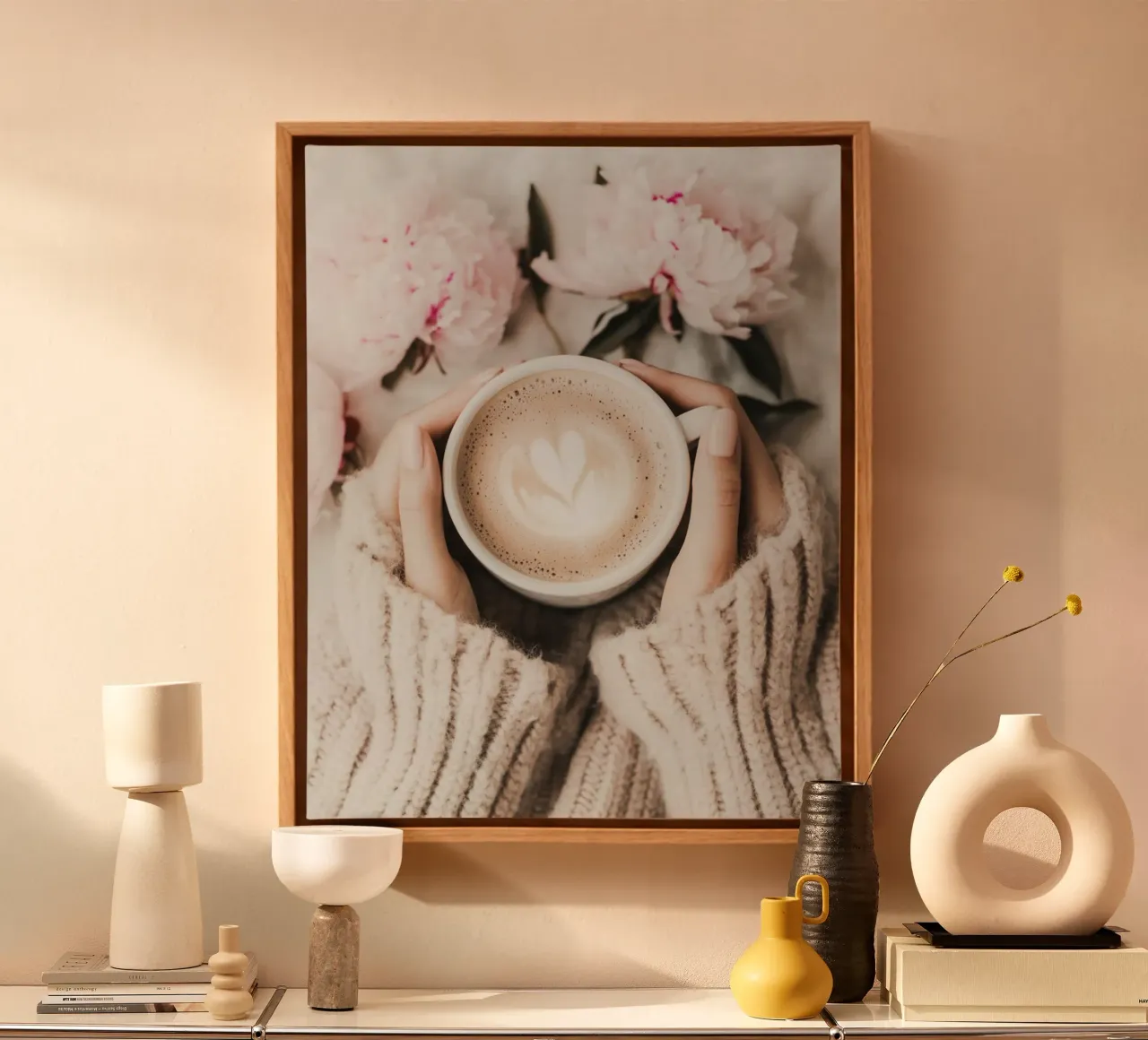 Blush Serenity tela con Cornice a cassetta da PhotoVibe Decor