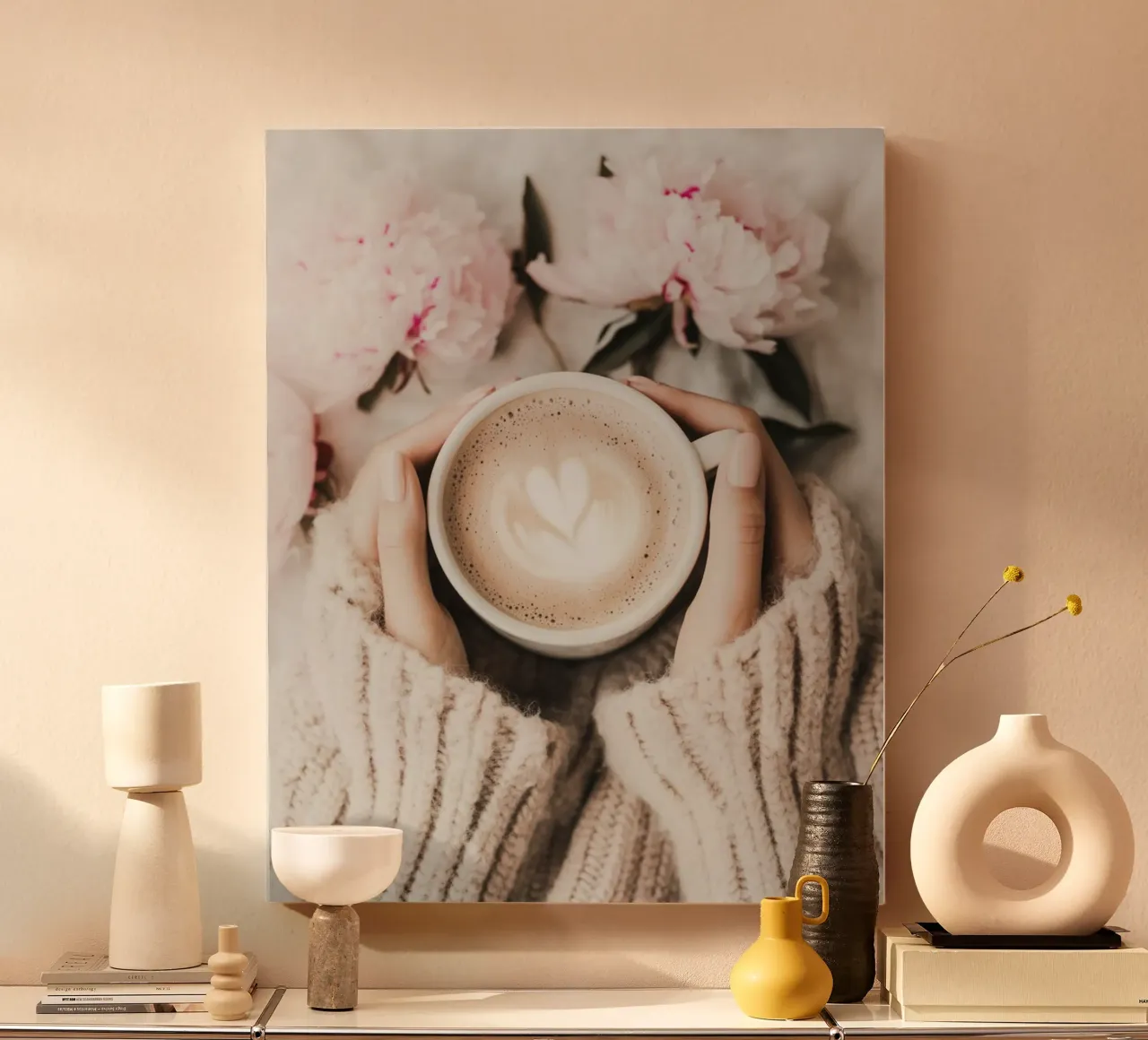Blush Serenity tela con Cornice a cassetta da PhotoVibe Decor
