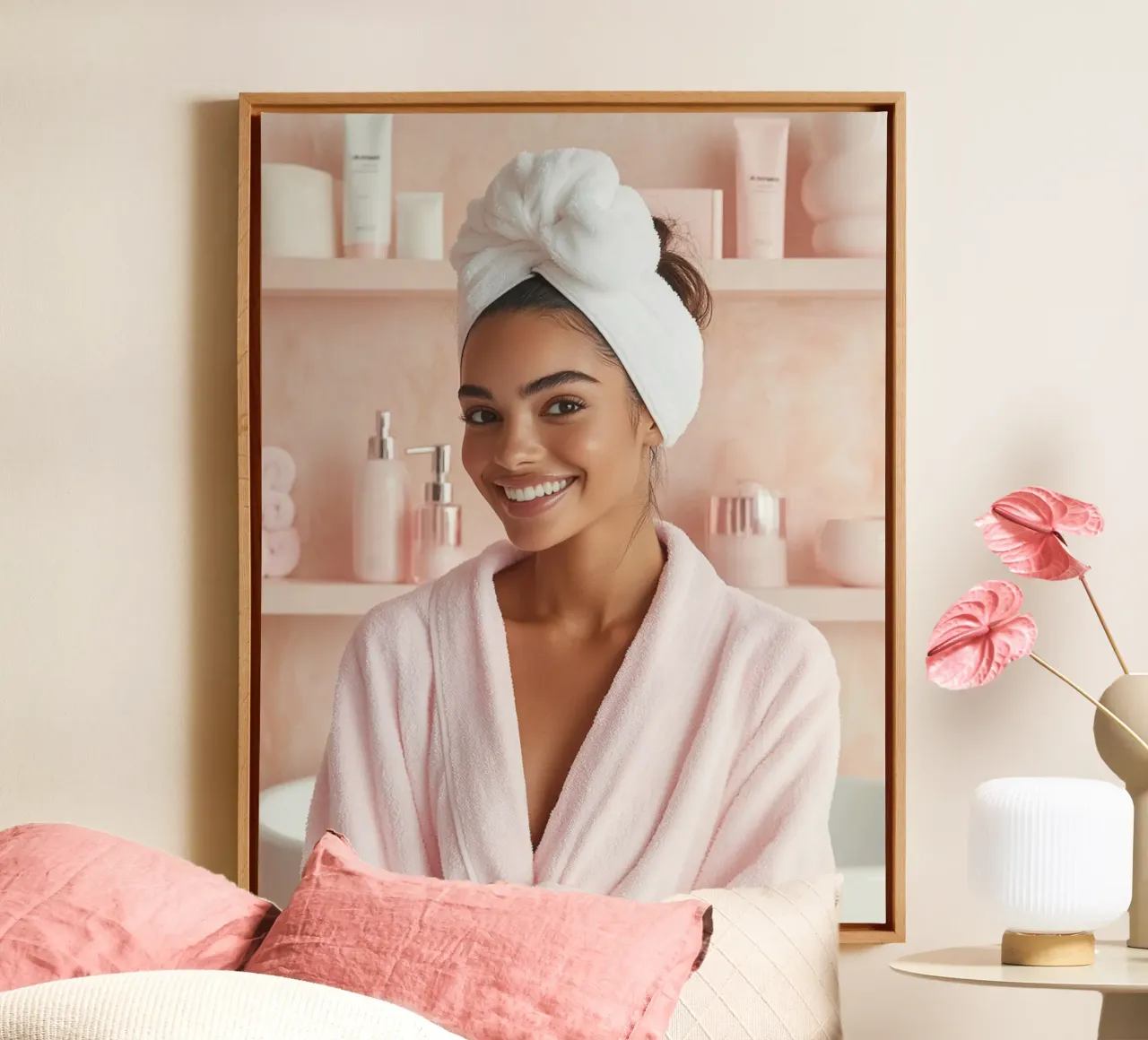 Blush Serenity canvas met Baklijst van PhotoVibe Decor