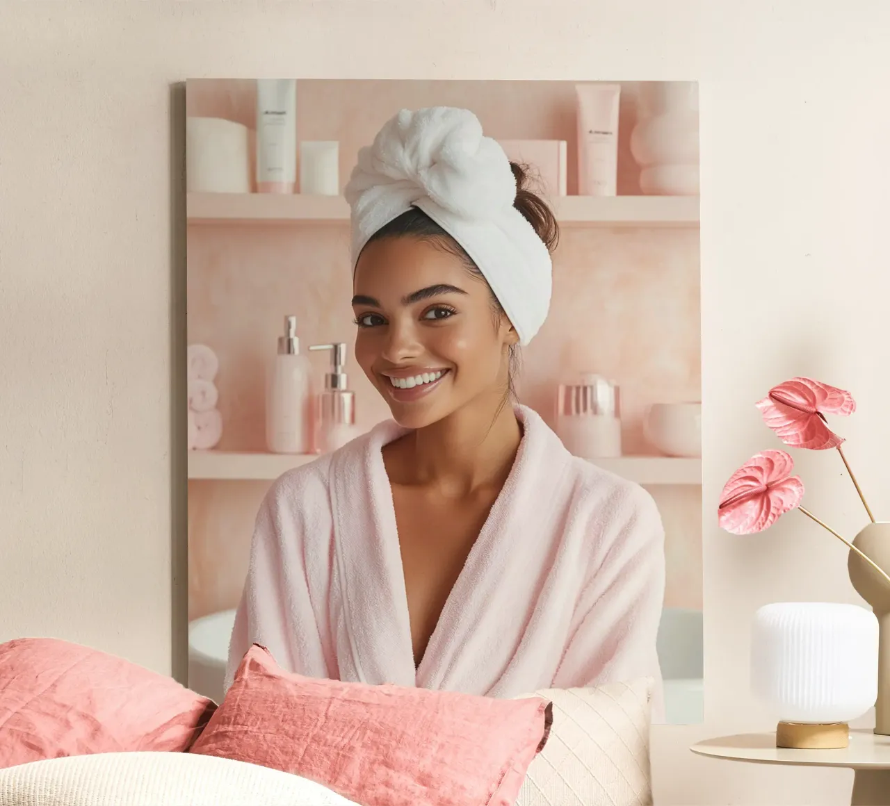 Blush Serenity canvas met Baklijst van PhotoVibe Decor