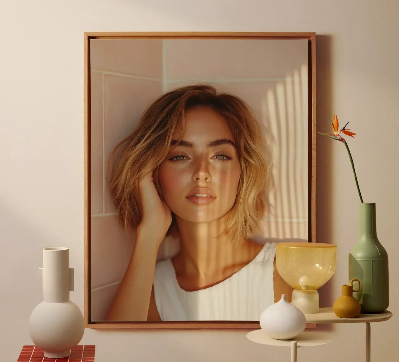 Blush Serenity tela con Cornice a cassetta da PhotoVibe Decor