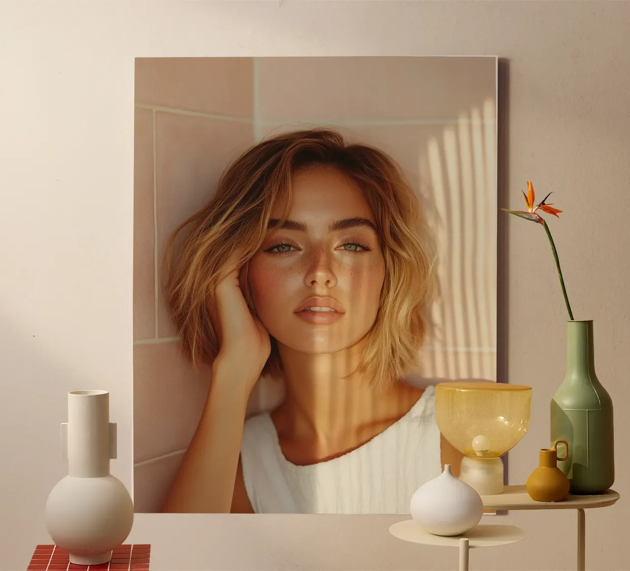 Blush Serenity tela con Cornice a cassetta da PhotoVibe Decor