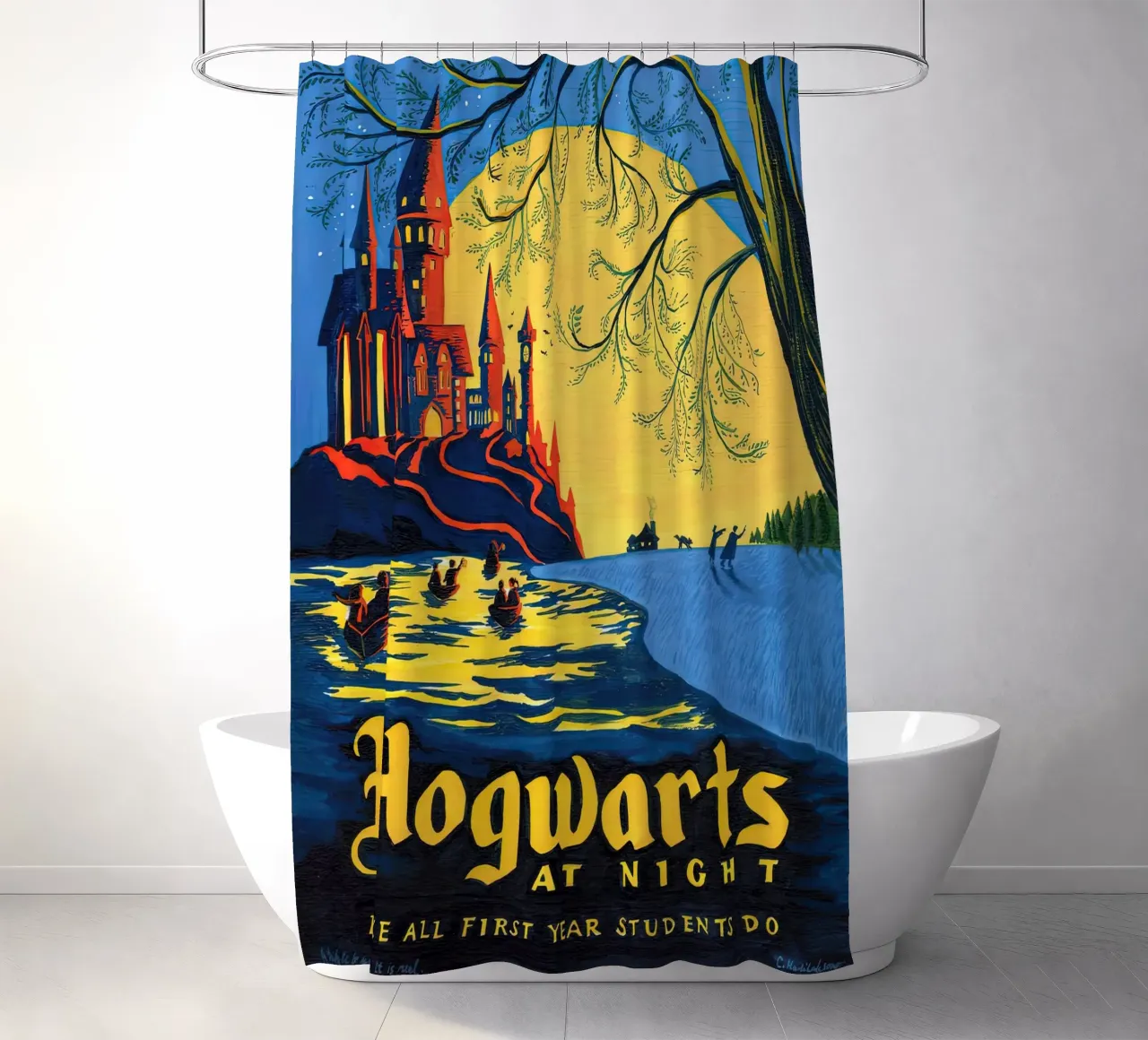 Castle Experience at Night shower curtain by Alice Slatera