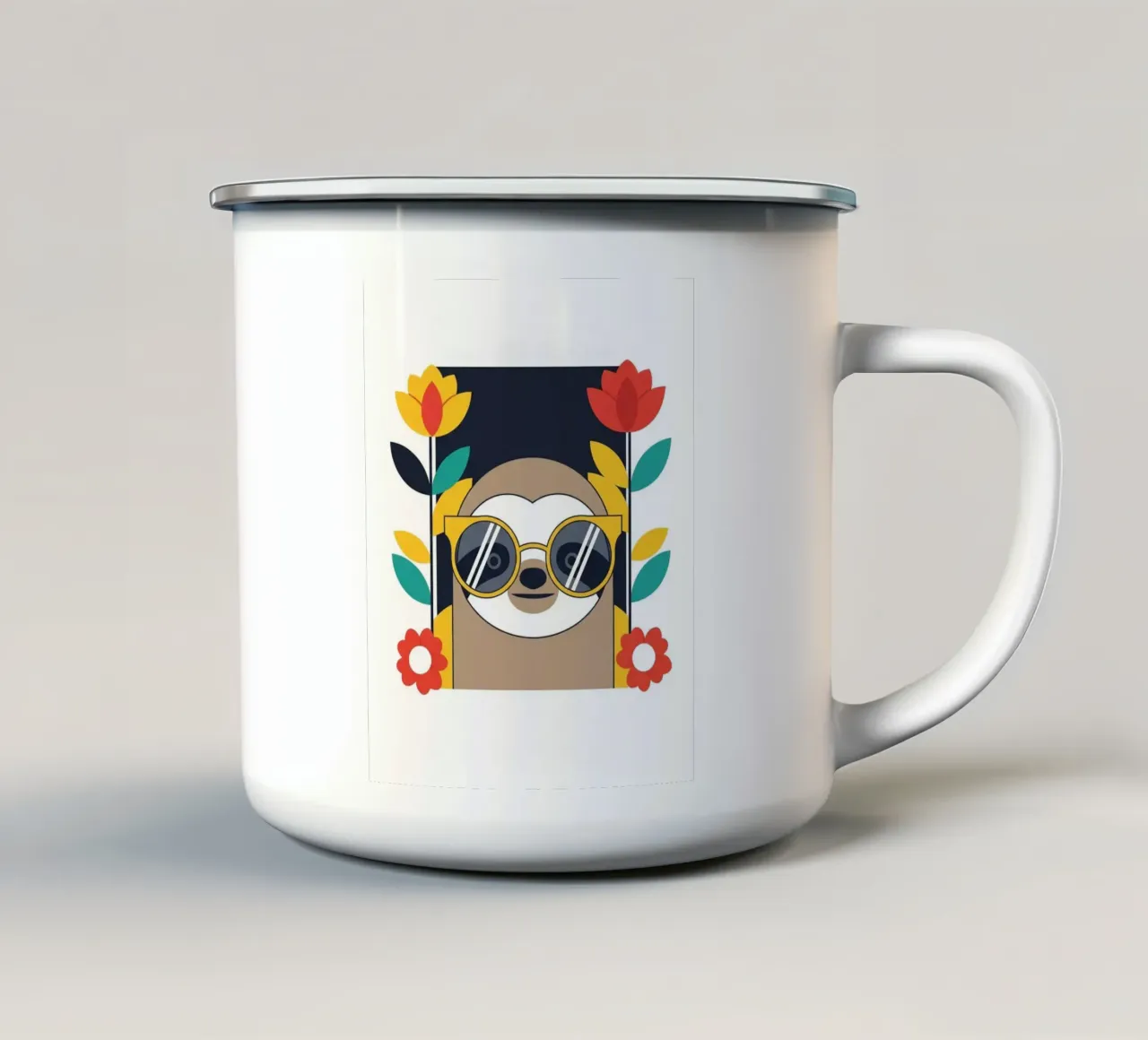 Cool Sloth with Sunny Vibes only Emaille Tasse von Zen Design