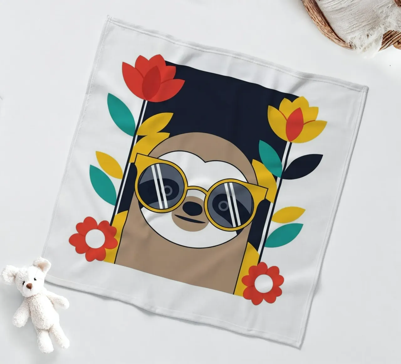 Cool Sloth with Sunny Vibes only Fleecedecke von Zen Design