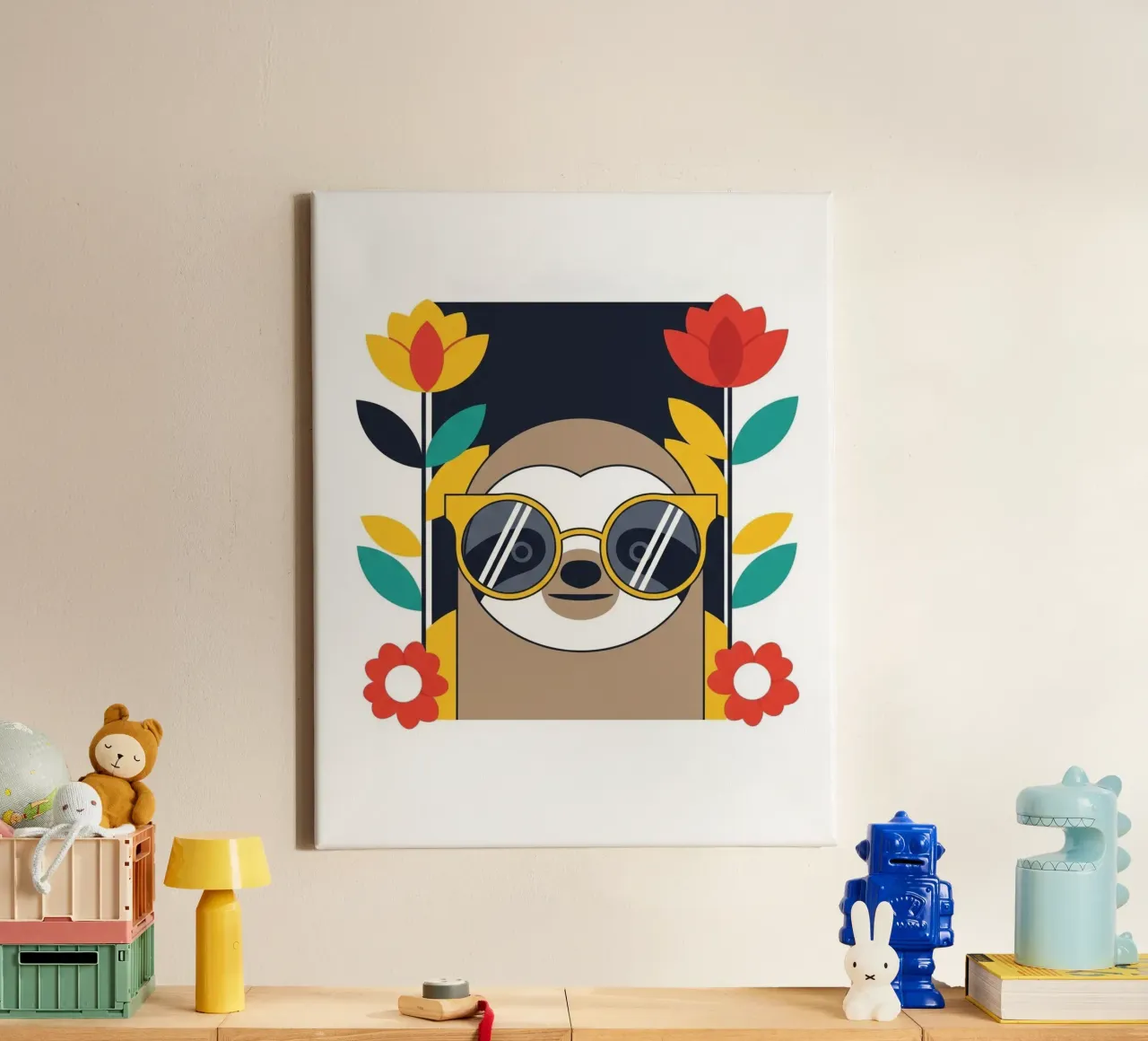 Cool Sloth with Sunny Vibes only canvas van Zen Design