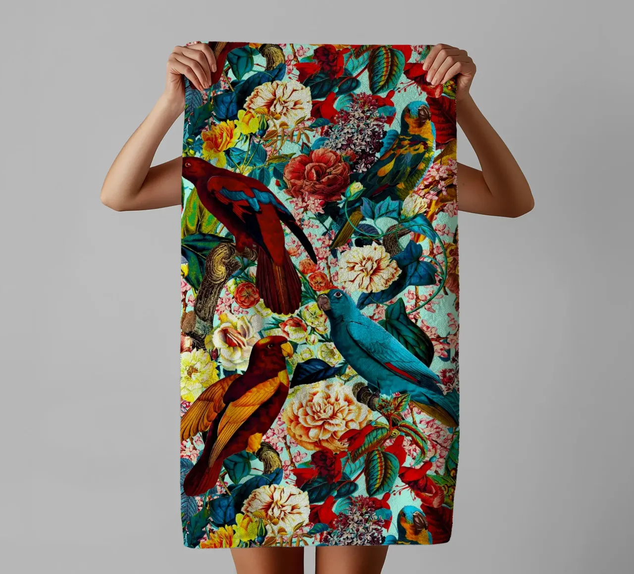 FLORAL AND BIRDS XV towel by burcukorkmazyurek