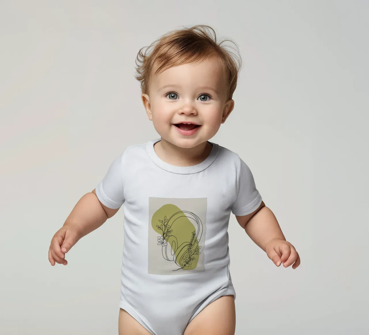 Cuffie minimaliste body neonato maniche corte da RELAXING TOUCH