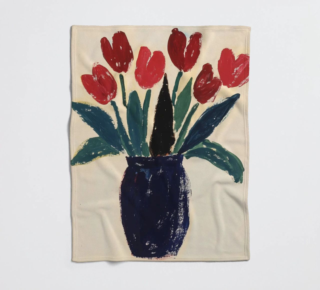 Tulipani in vaso coperta in pile da Olga Wildrose