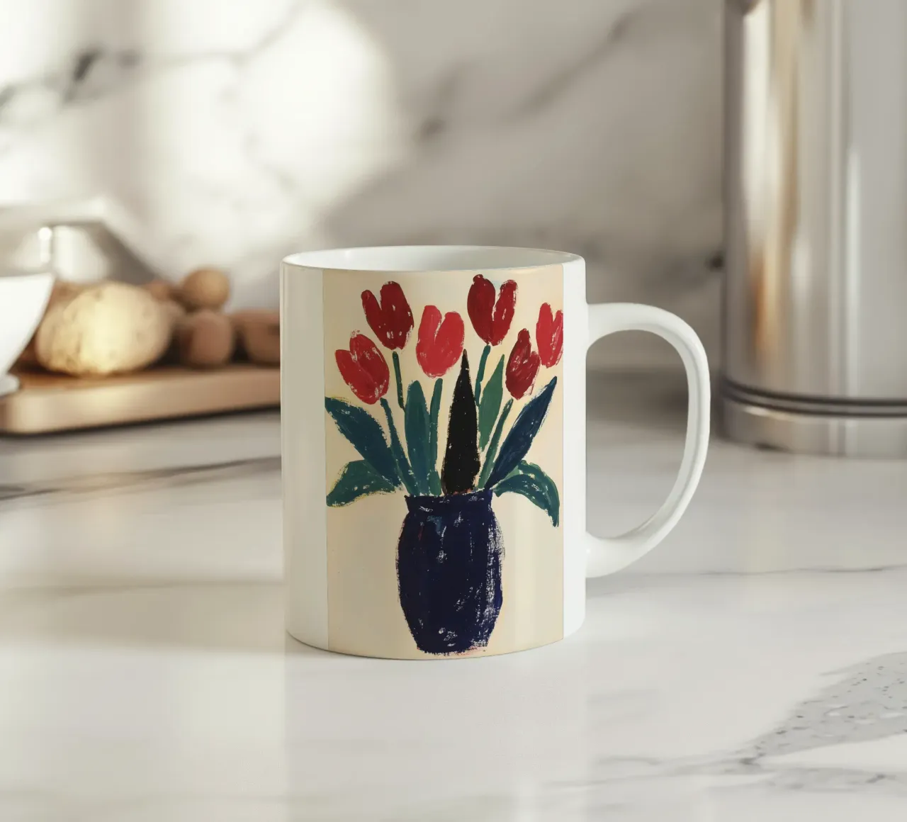 Tulipani in vaso tazza in ceramica da IamHomeStudio